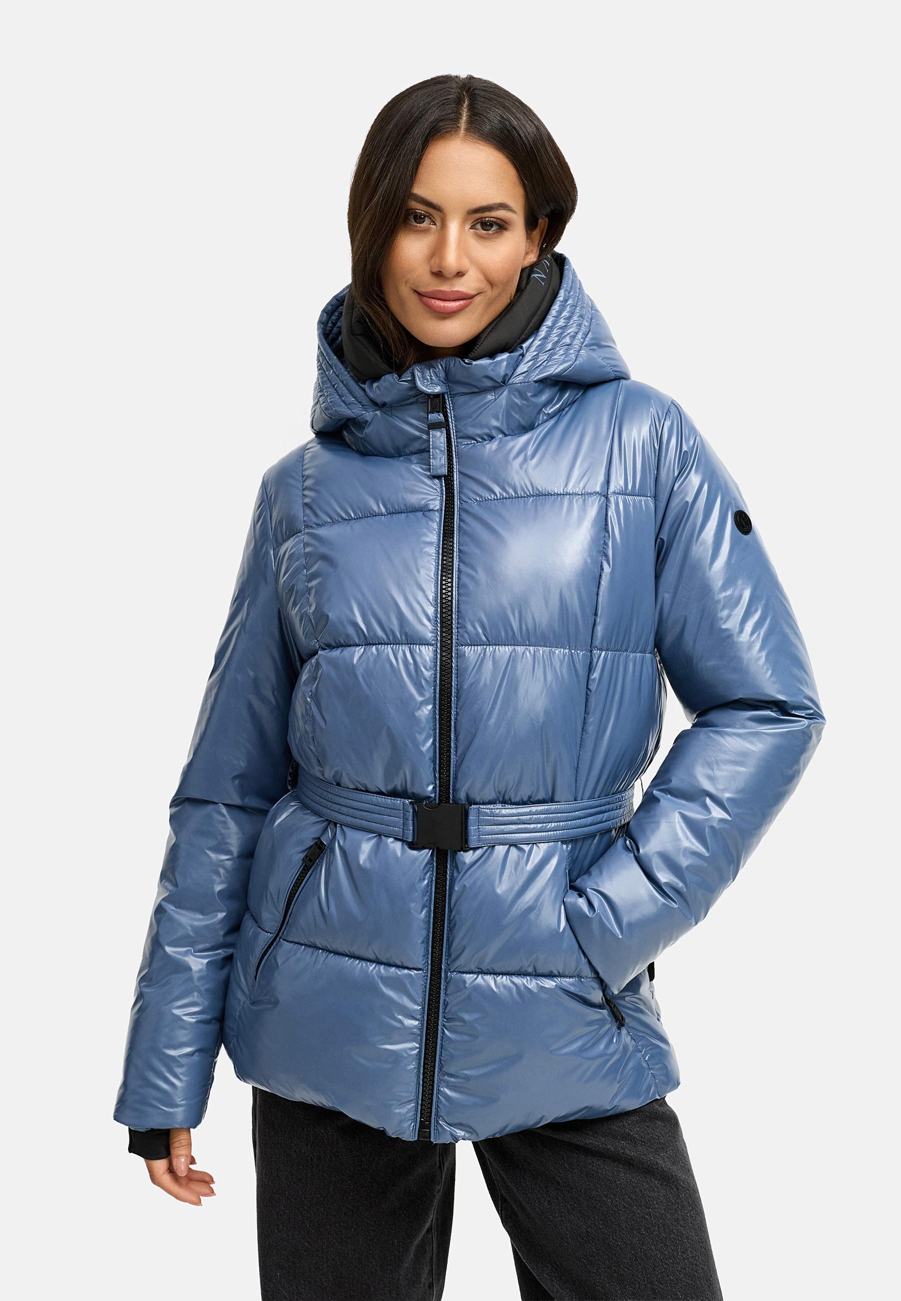 Shiny Winter Steppjacke mit Taillengürtel "Eisglanz 14" Dusty Blue