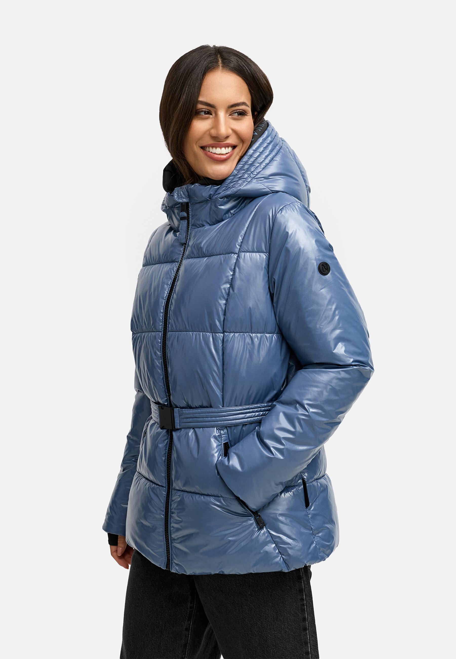 Shiny Winter Steppjacke mit Taillengürtel "Eisglanz 14" Dusty Blue