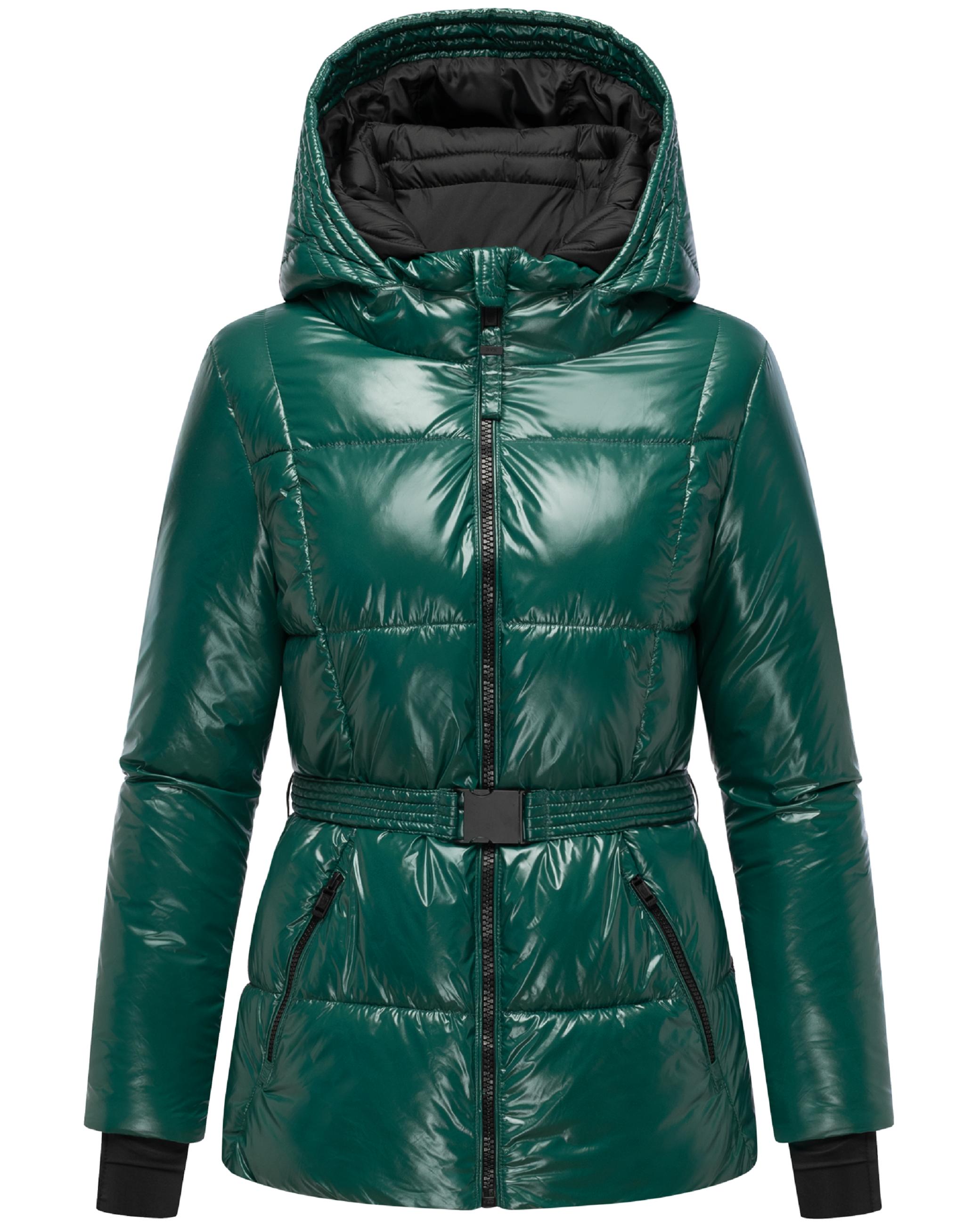 Shiny Winter Steppjacke mit Taillengürtel "Eisglanz 14" Evergreen