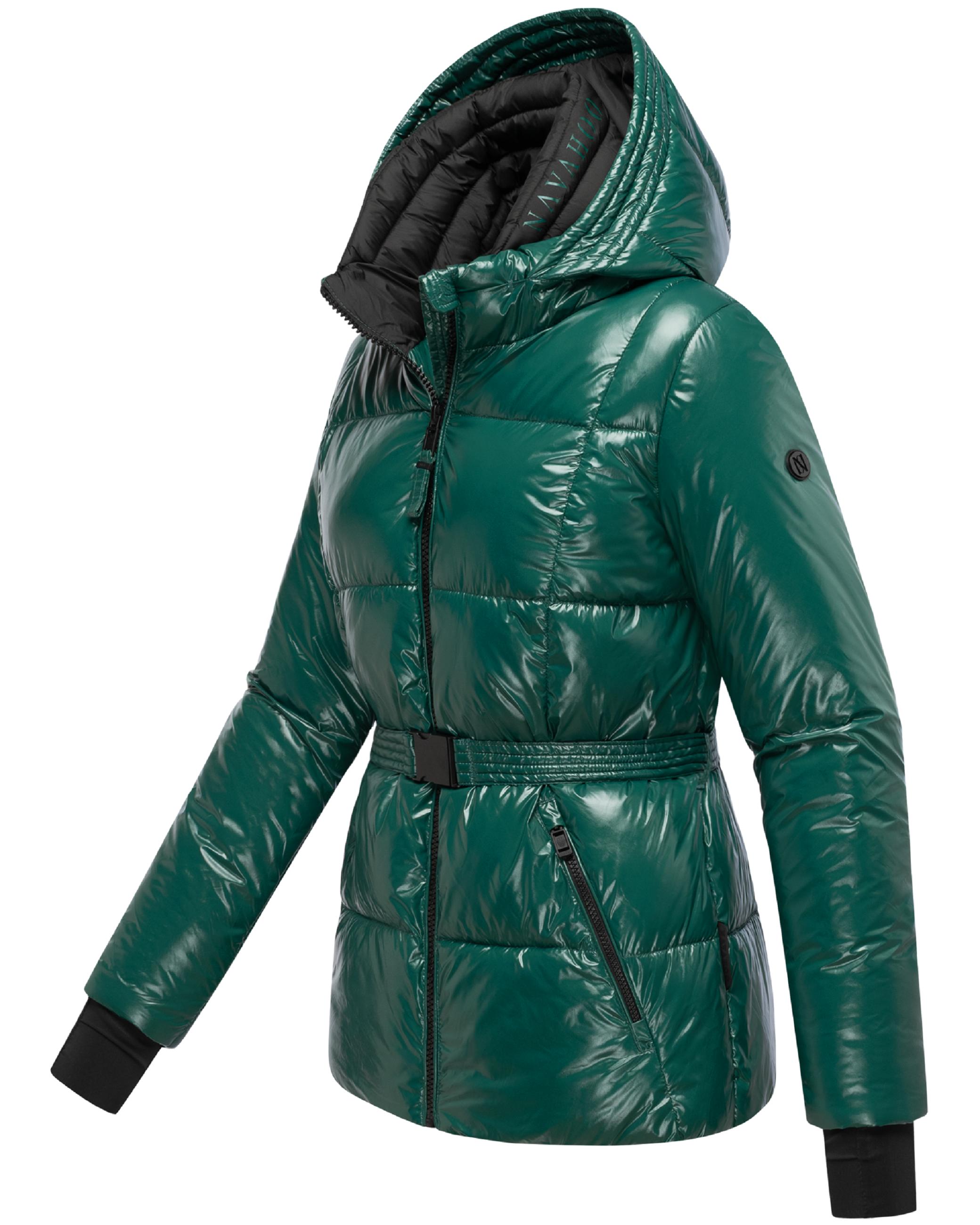 Shiny Winter Steppjacke mit Taillengürtel "Eisglanz 14" Evergreen
