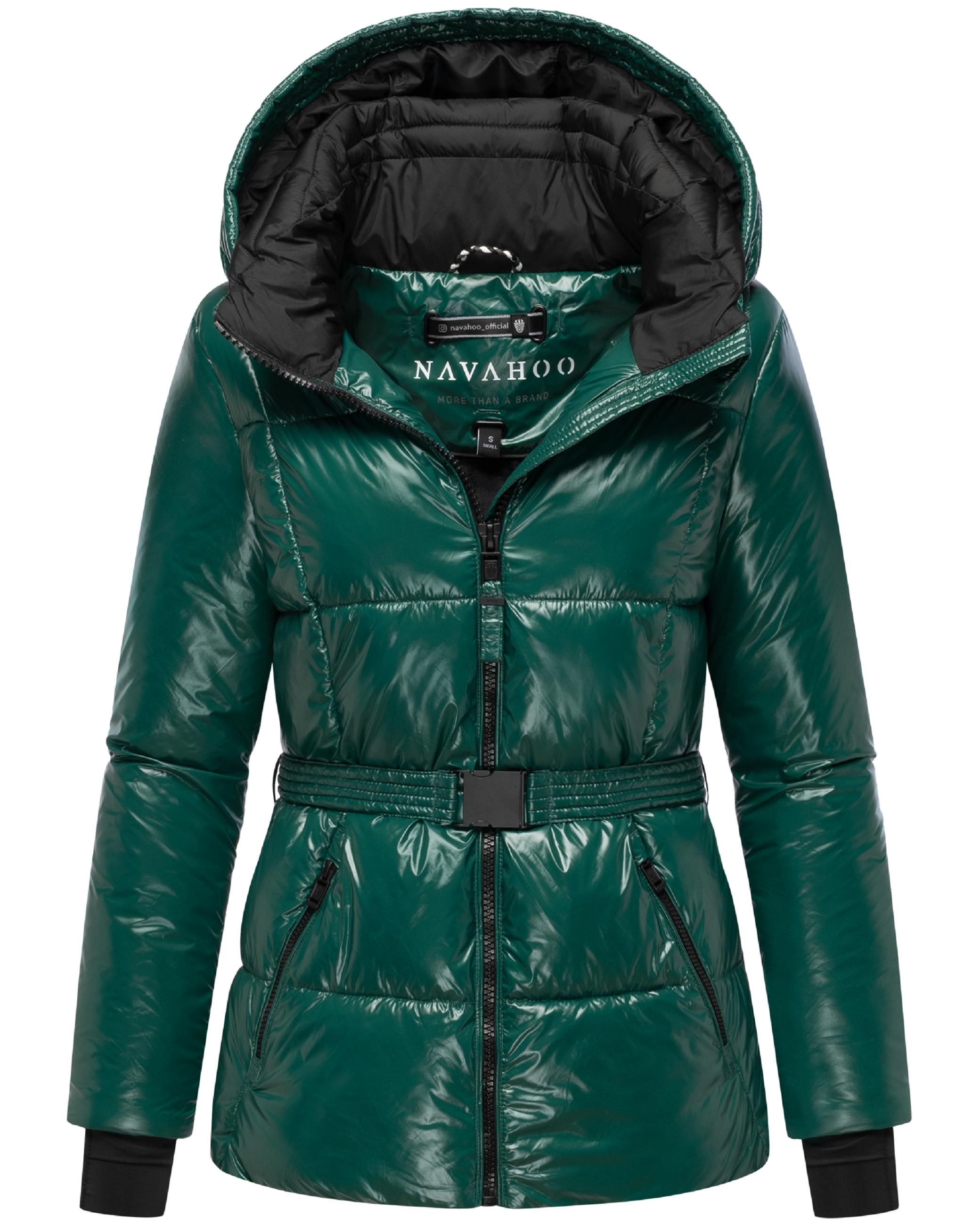 Shiny Winter Steppjacke mit Taillengürtel "Eisglanz 14" Evergreen