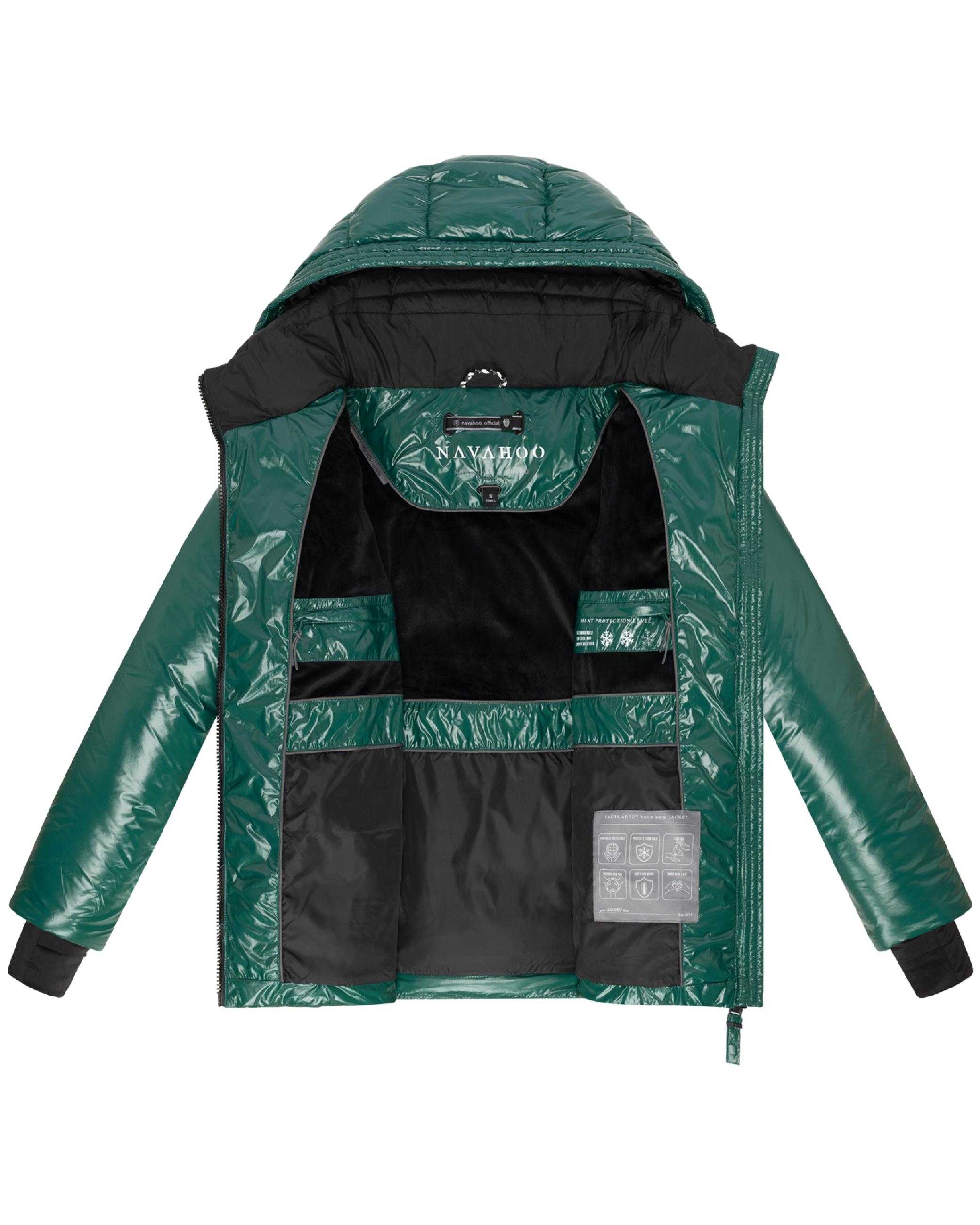 Shiny Winter Steppjacke mit Taillengürtel "Eisglanz 14" Evergreen