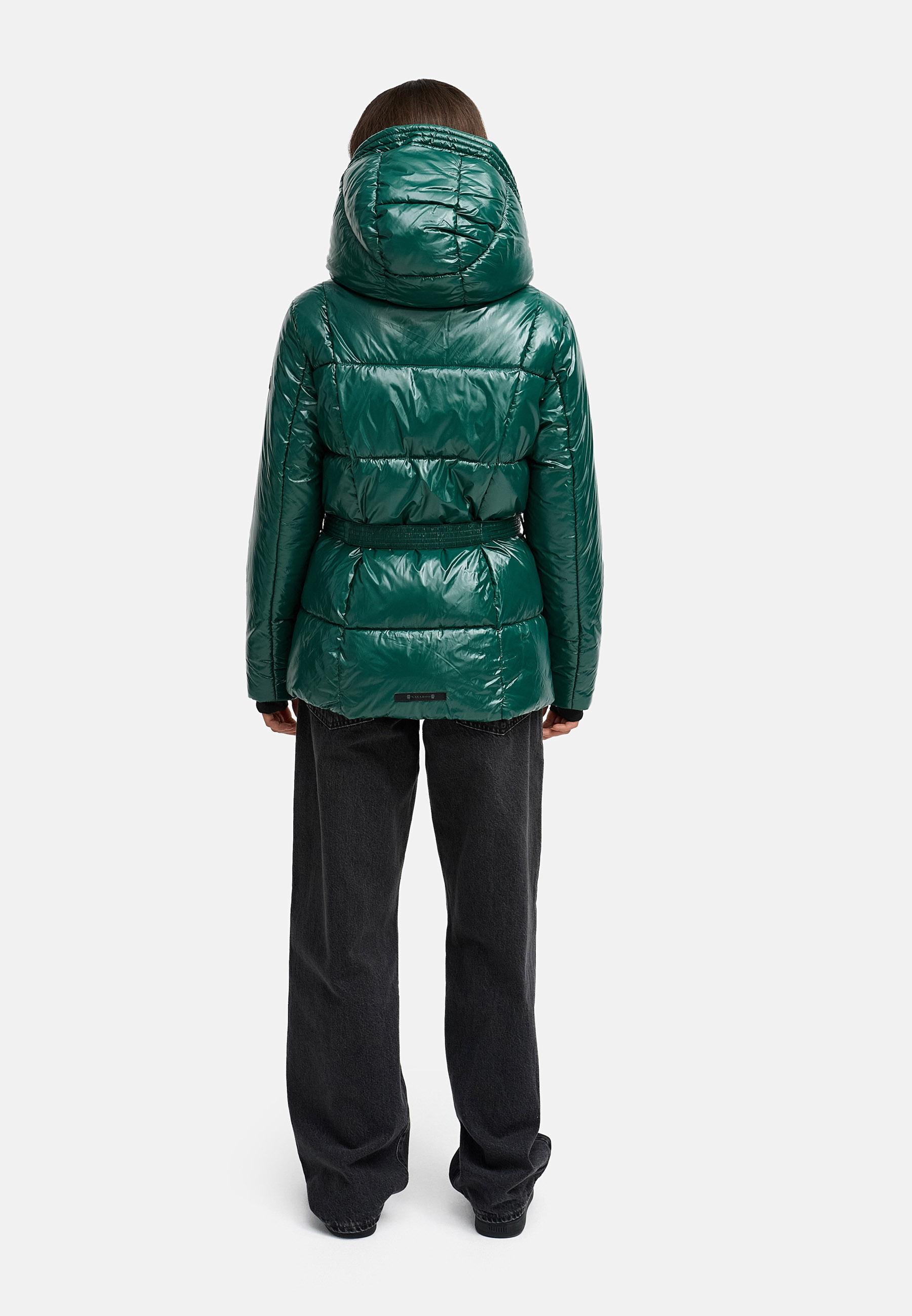 Shiny Winter Steppjacke mit Taillengürtel "Eisglanz 14" Evergreen