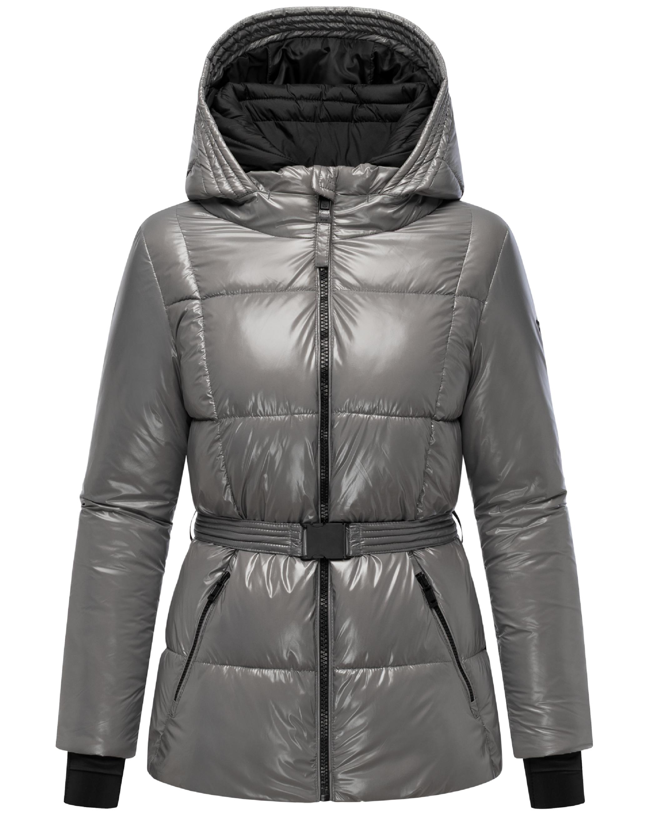 Shiny Winter Steppjacke mit Taillengürtel "Eisglanz 14" Grey