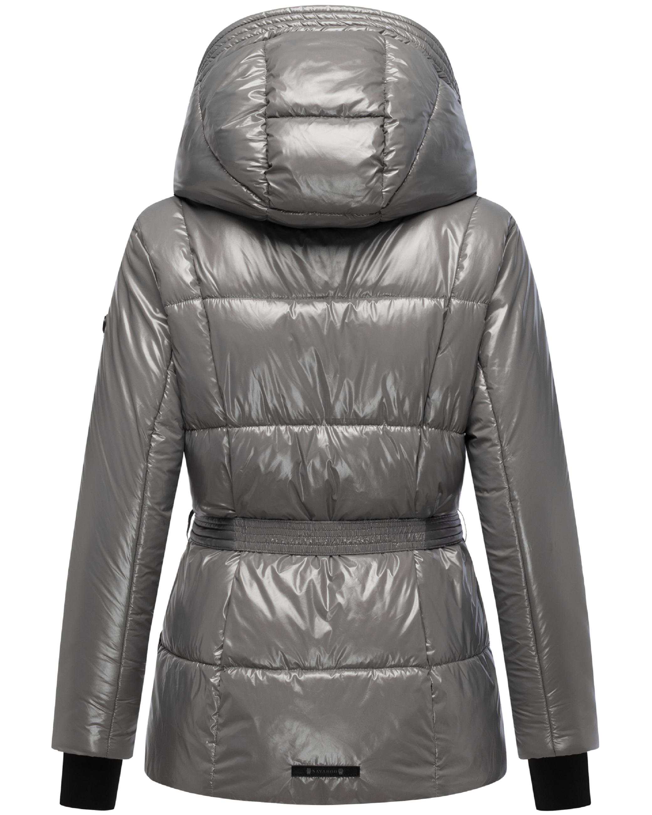 Shiny Winter Steppjacke mit Taillengürtel "Eisglanz 14" Grey