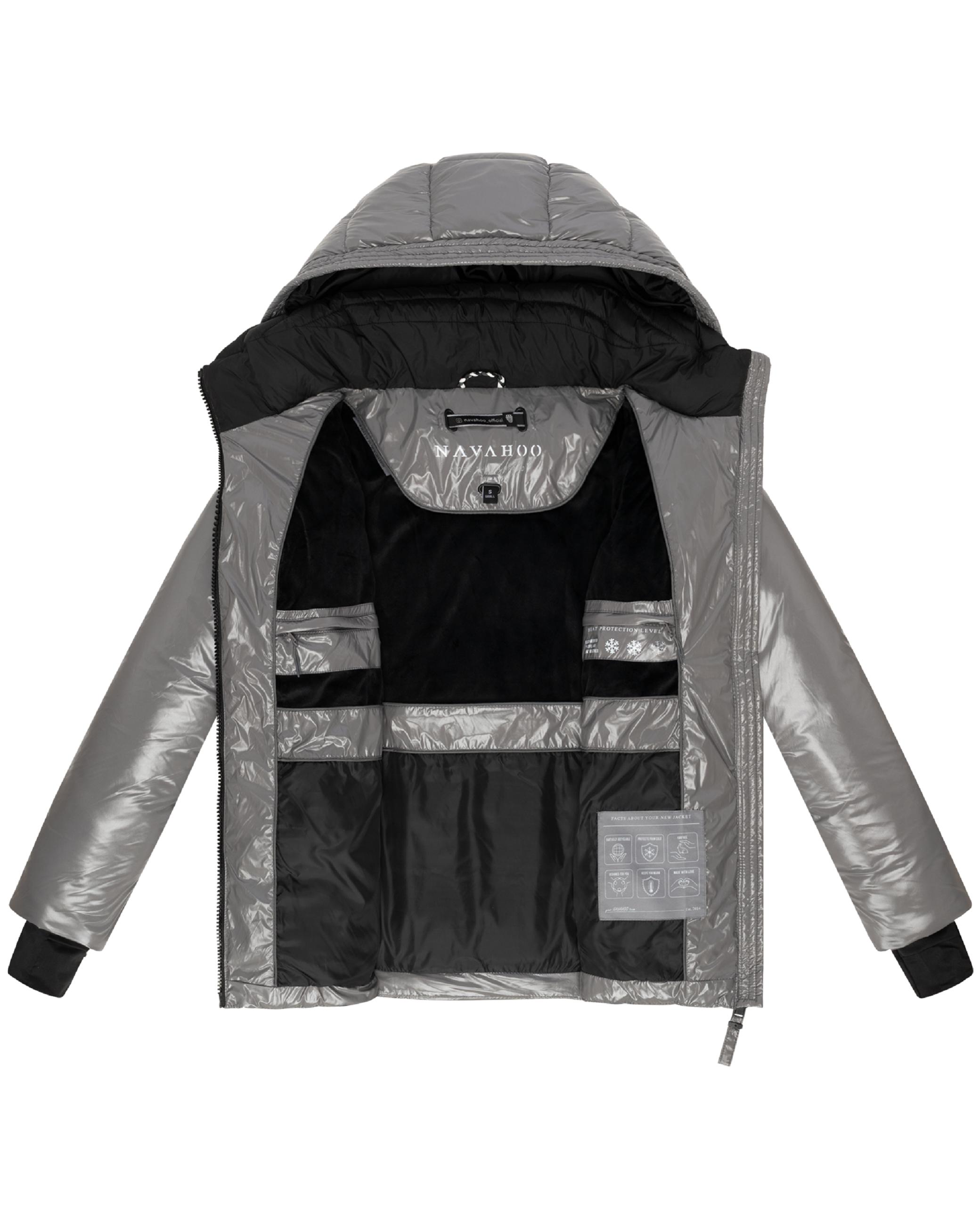 Shiny Winter Steppjacke mit Taillengürtel "Eisglanz 14" Grey