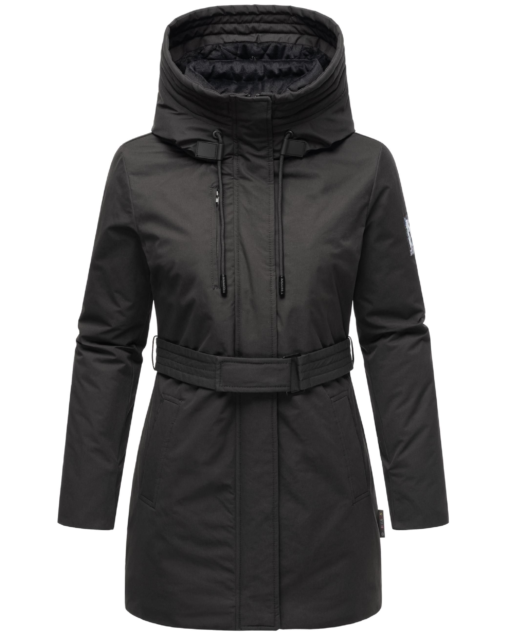 Winter Kurzmantel mit Taillengürtel "Eishauch 14" Black