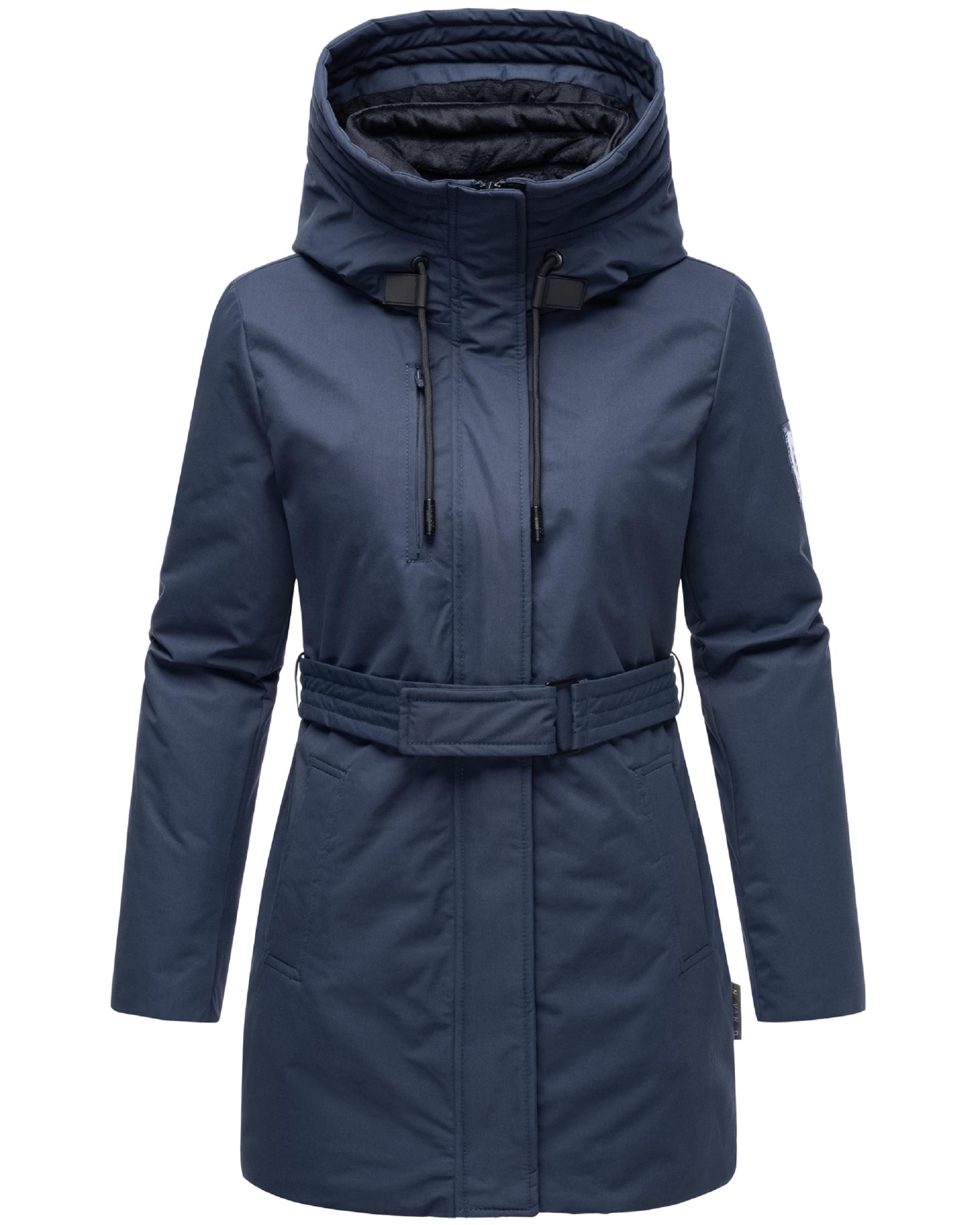 Winter Kurzmantel mit Taillengürtel "Eishauch 14" Navy