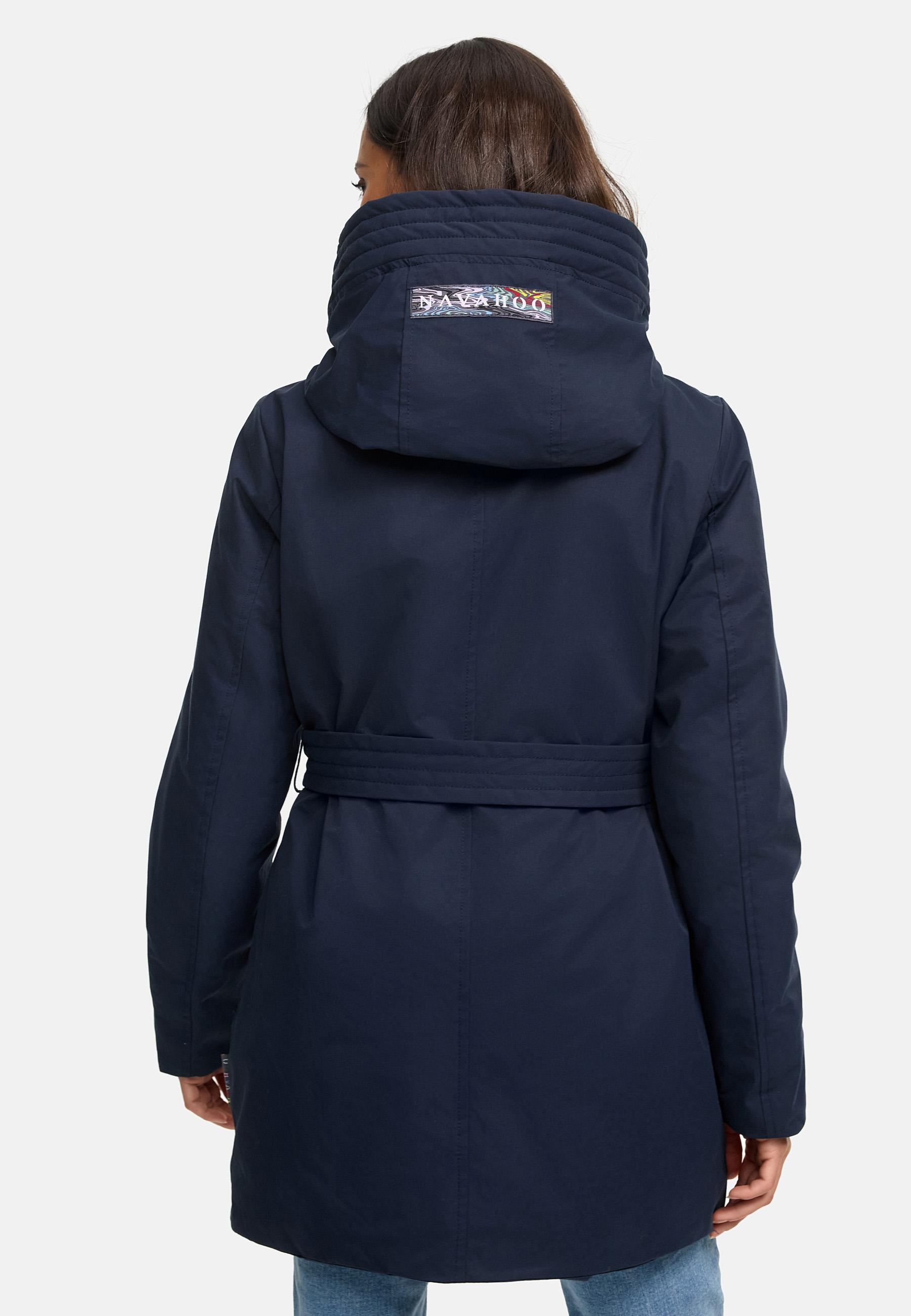 Winter Kurzmantel mit Taillengürtel "Eishauch 14" Navy