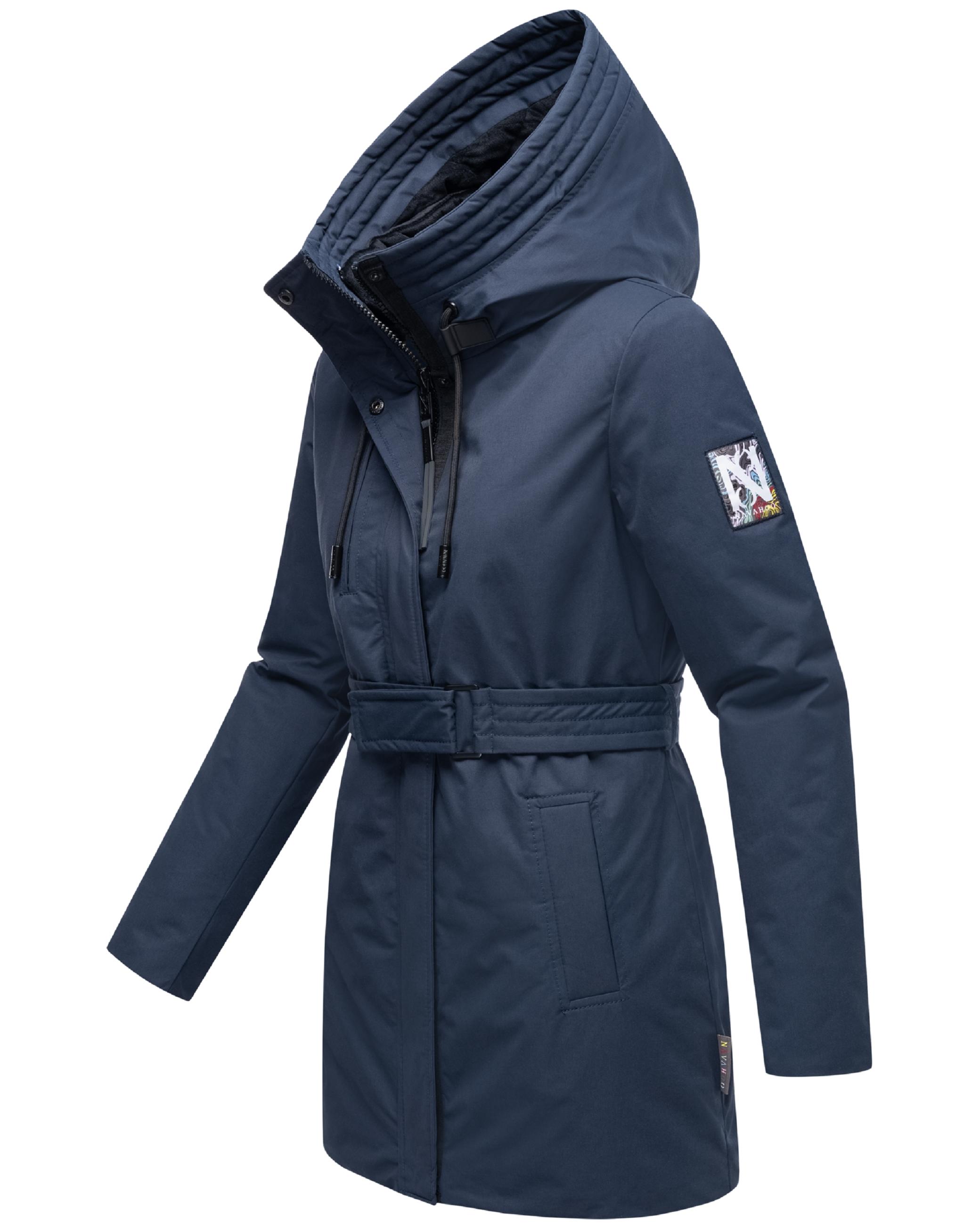 Winter Kurzmantel mit Taillengürtel "Eishauch 14" Navy