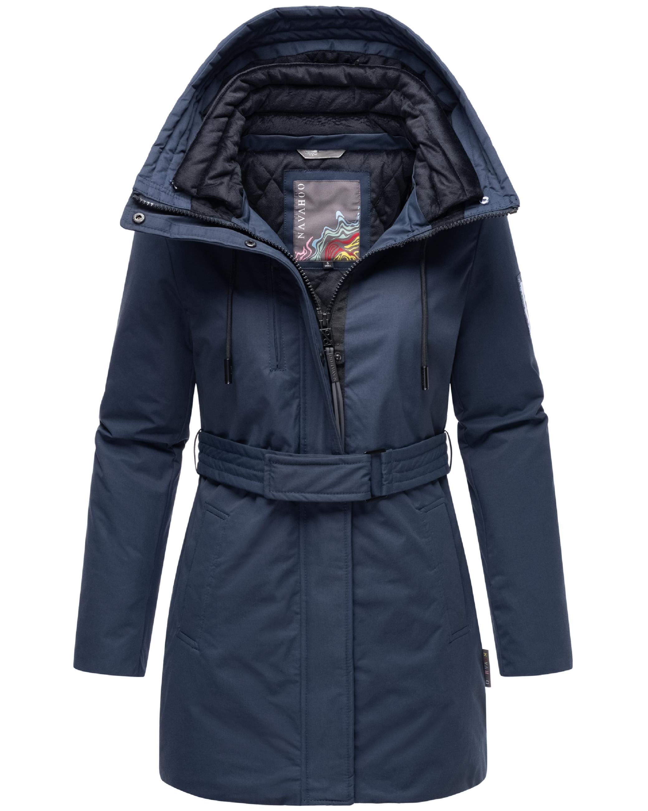 Winter Kurzmantel mit Taillengürtel "Eishauch 14" Navy