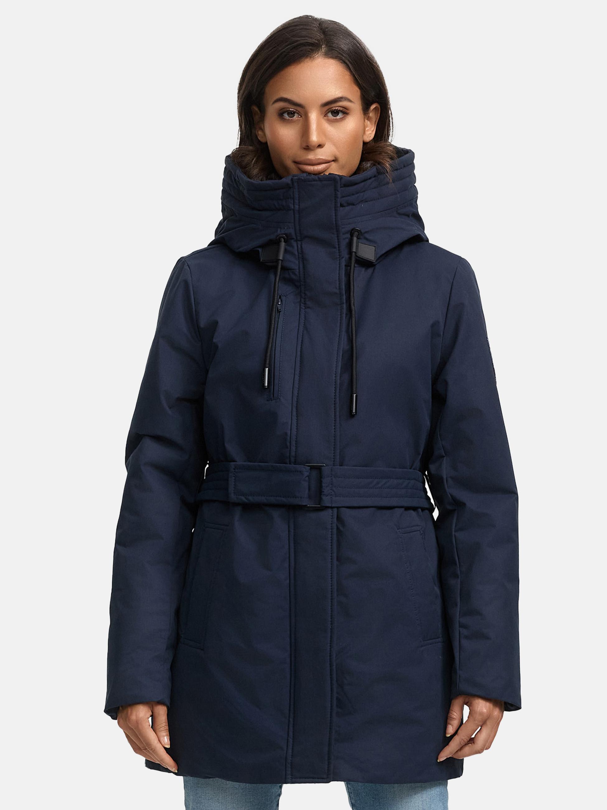 Winter Kurzmantel mit Taillengürtel "Eishauch 14" Navy