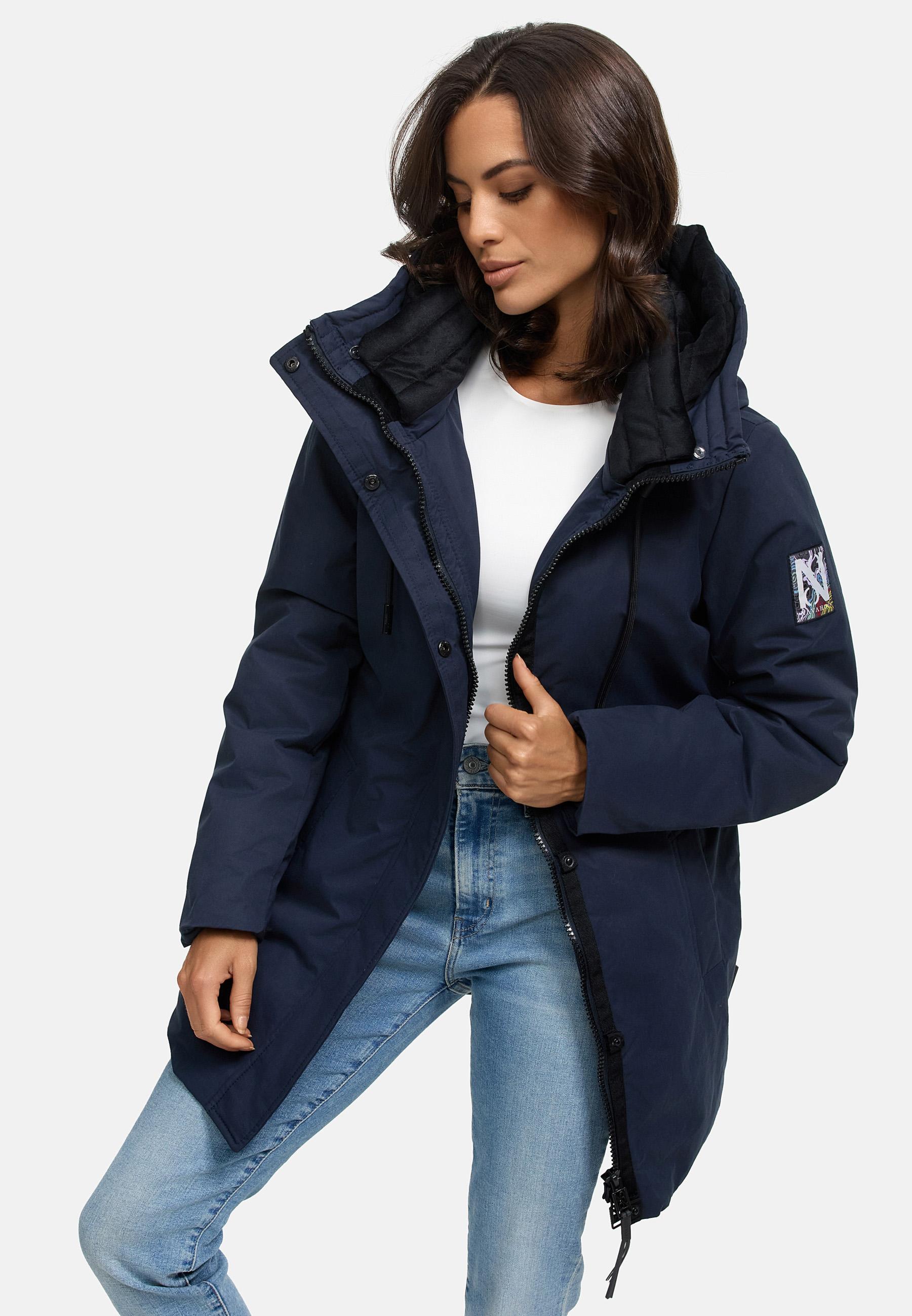 Winter Kurzmantel mit Taillengürtel "Eishauch 14" Navy