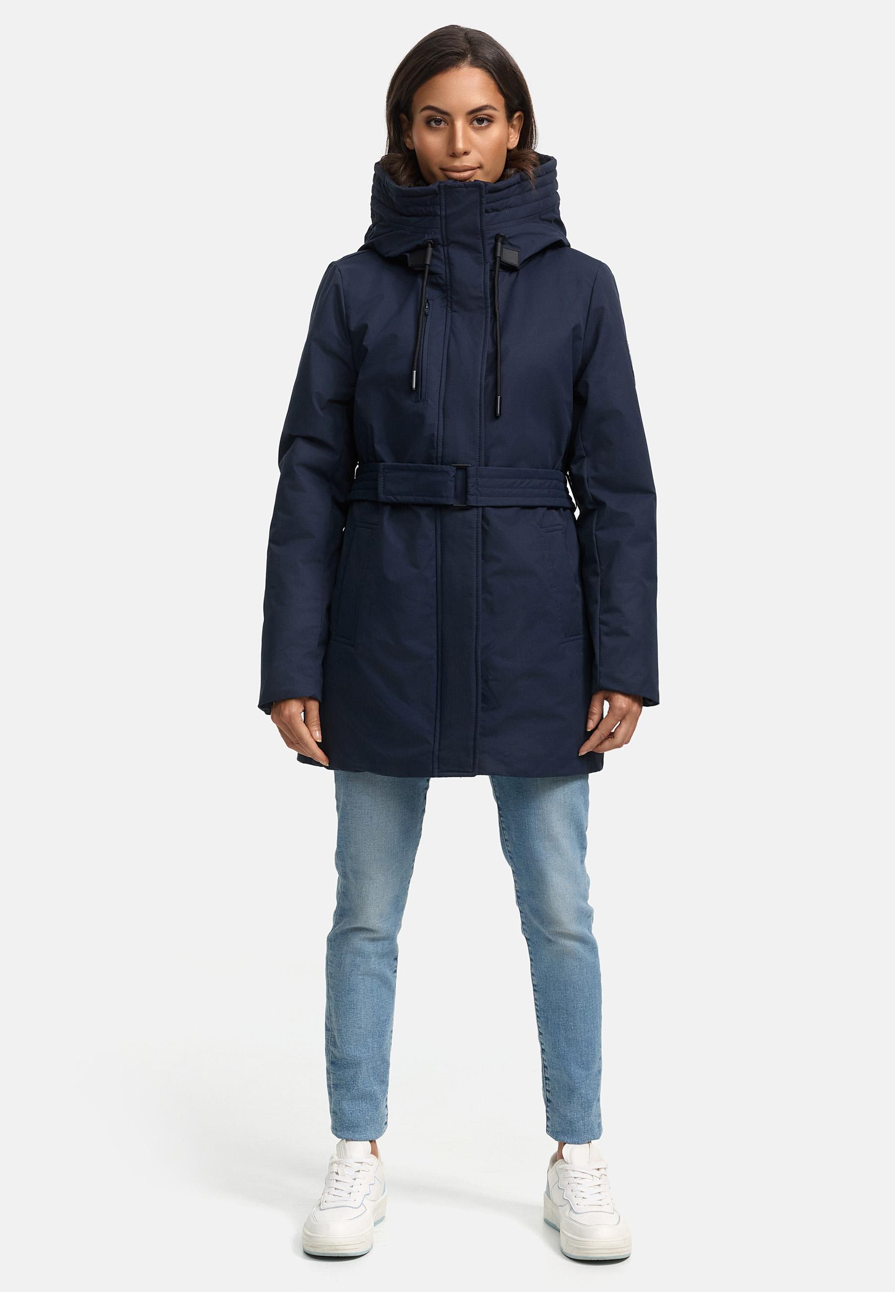 Winter Kurzmantel mit Taillengürtel "Eishauch 14" Navy