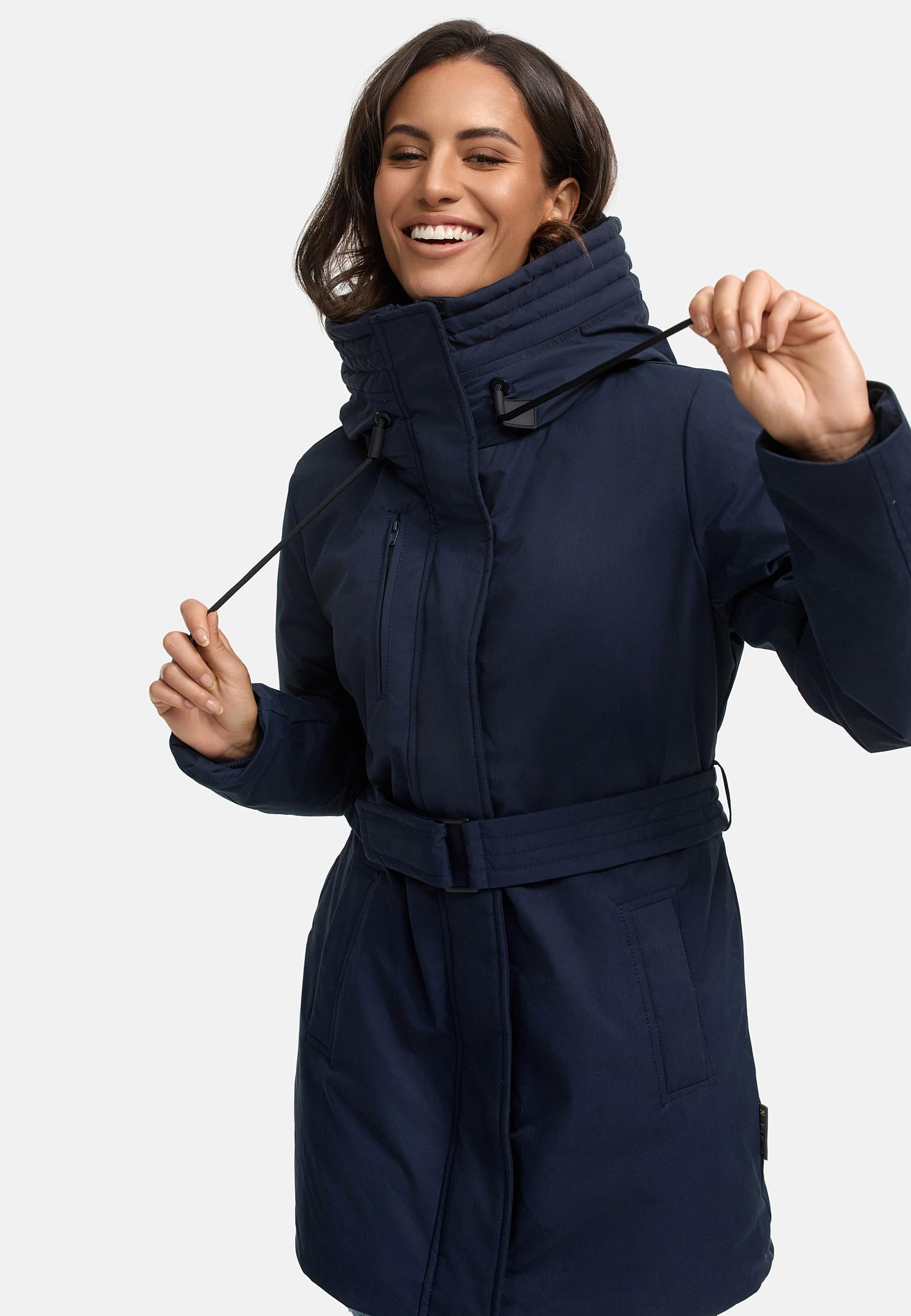 Winter Kurzmantel mit Taillengürtel "Eishauch 14" Navy