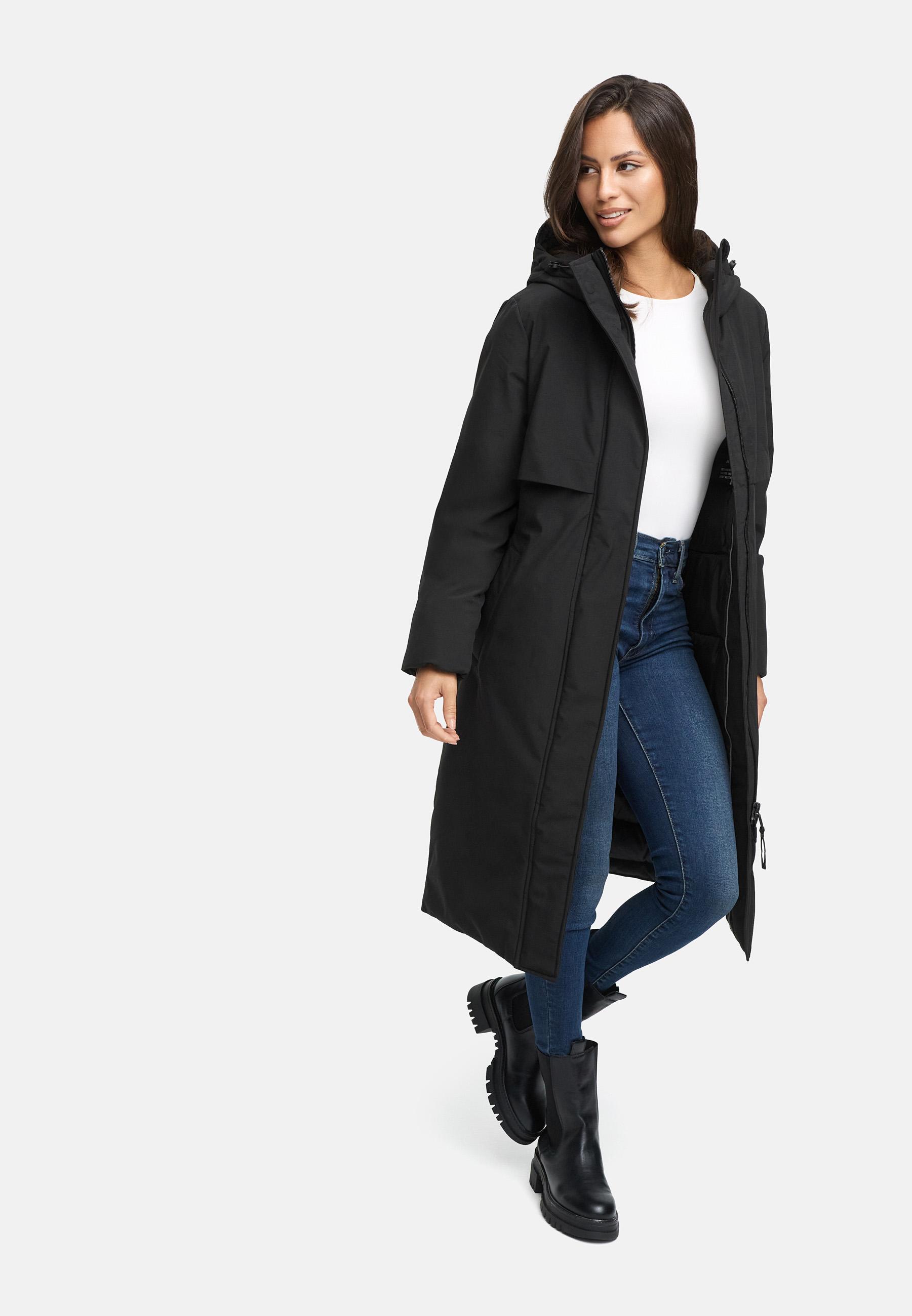 Wintermantel mit Kapuze "Eismelodie 14" Black