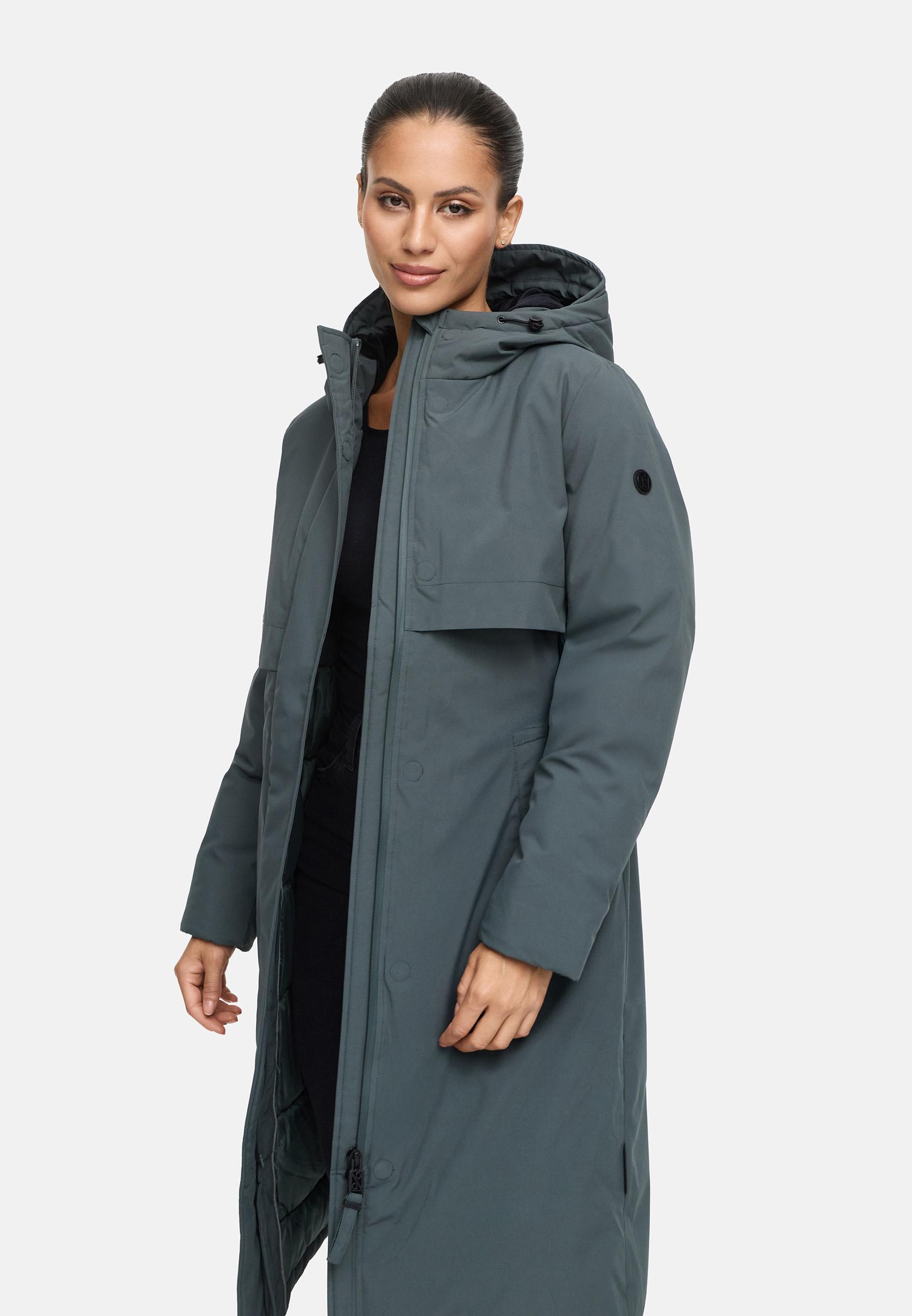 Wintermantel mit Kapuze "Eismelodie 14" Stone Green