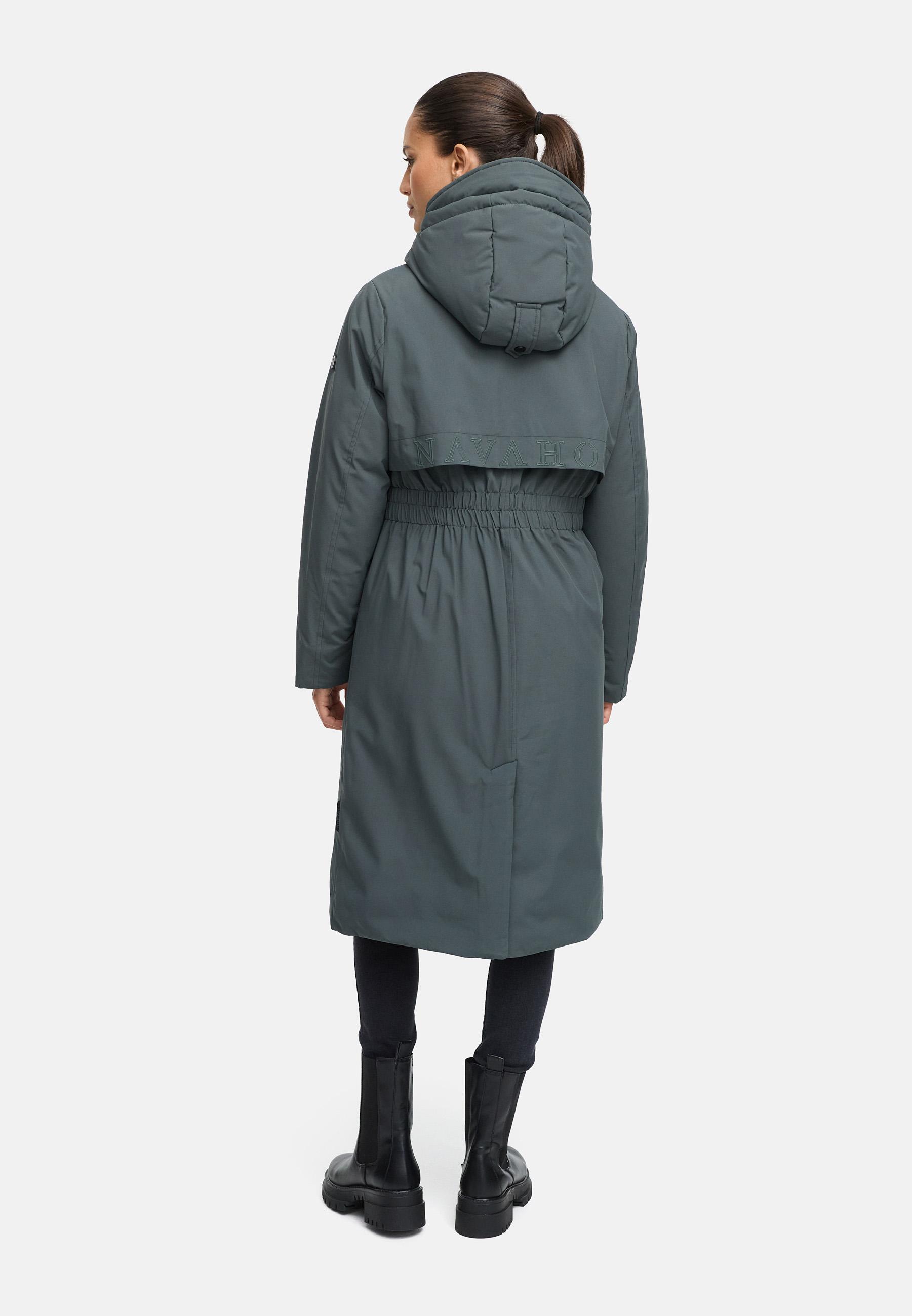 Wintermantel mit Kapuze "Eismelodie 14" Stone Green