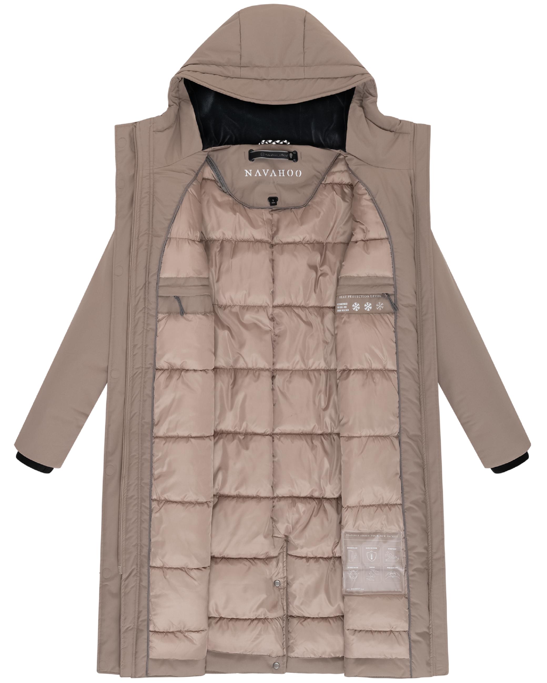 Wintermantel mit Kapuze "Eismelodie 14" Taupe Grey