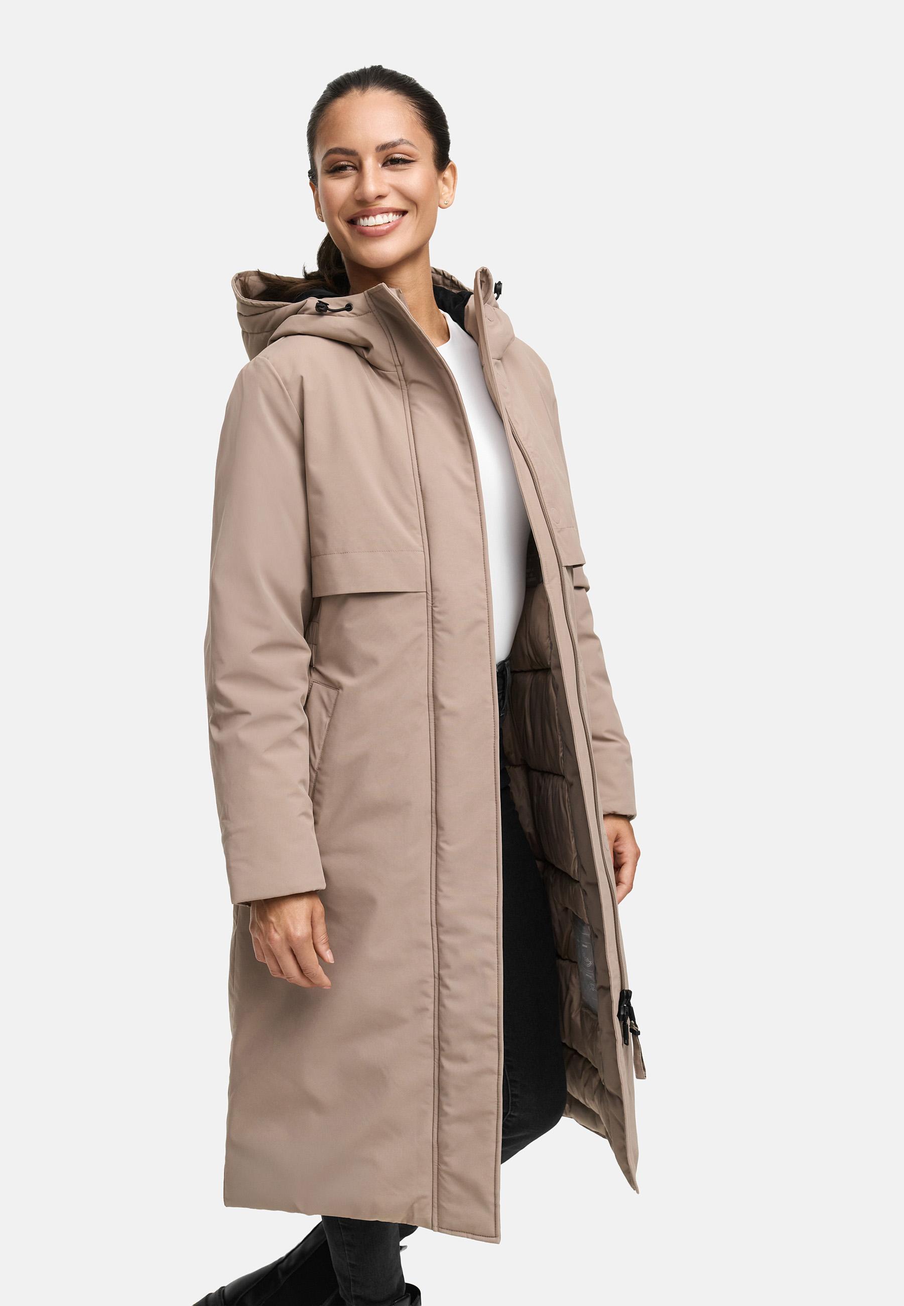 Wintermantel mit Kapuze "Eismelodie 14" Taupe Grey