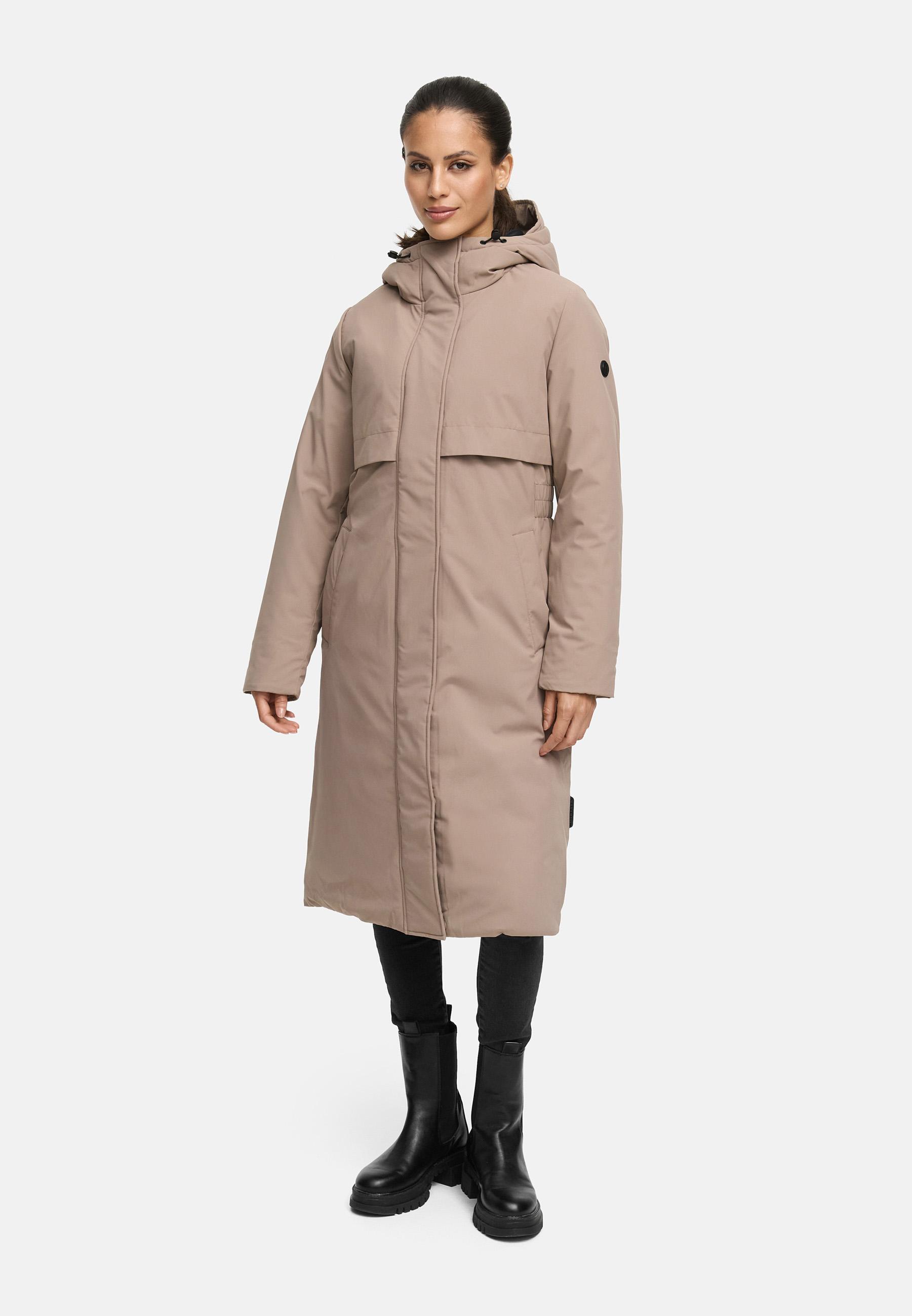 Wintermantel mit Kapuze "Eismelodie 14" Taupe Grey