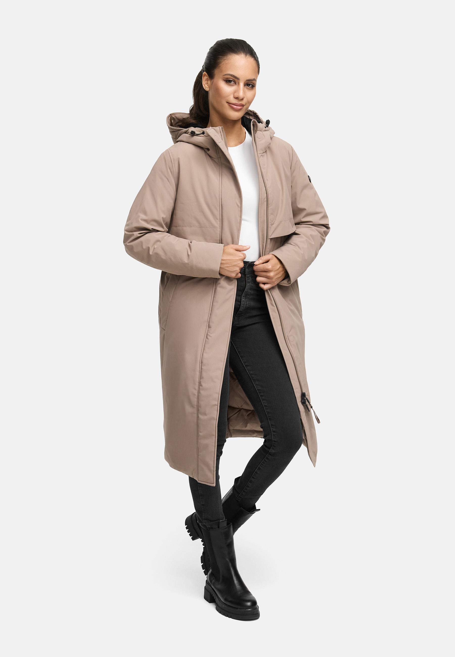 Wintermantel mit Kapuze "Eismelodie 14" Taupe Grey