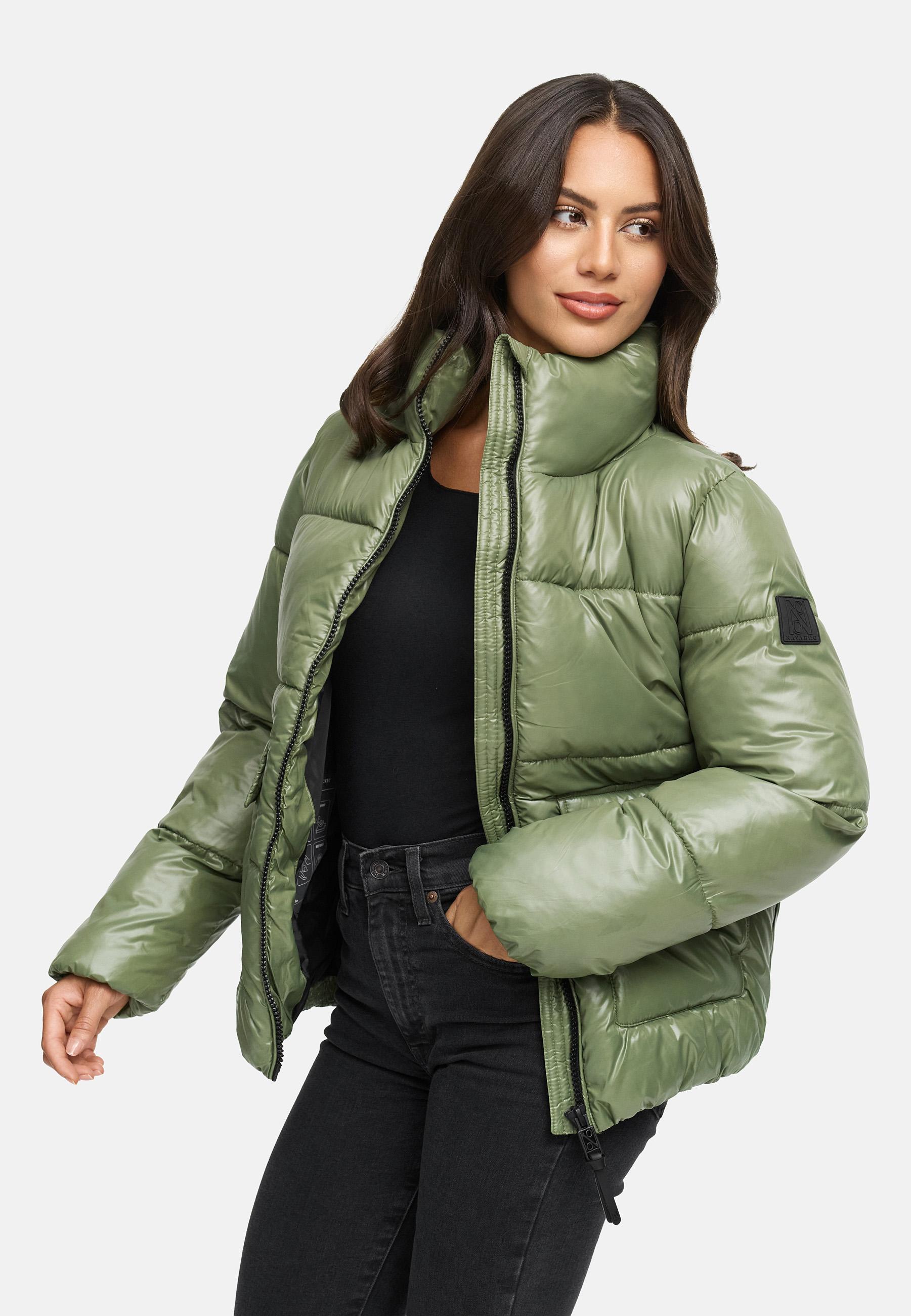 Kurze Damen Winter Steppjacke "Eispracht 14" Olive Leaf