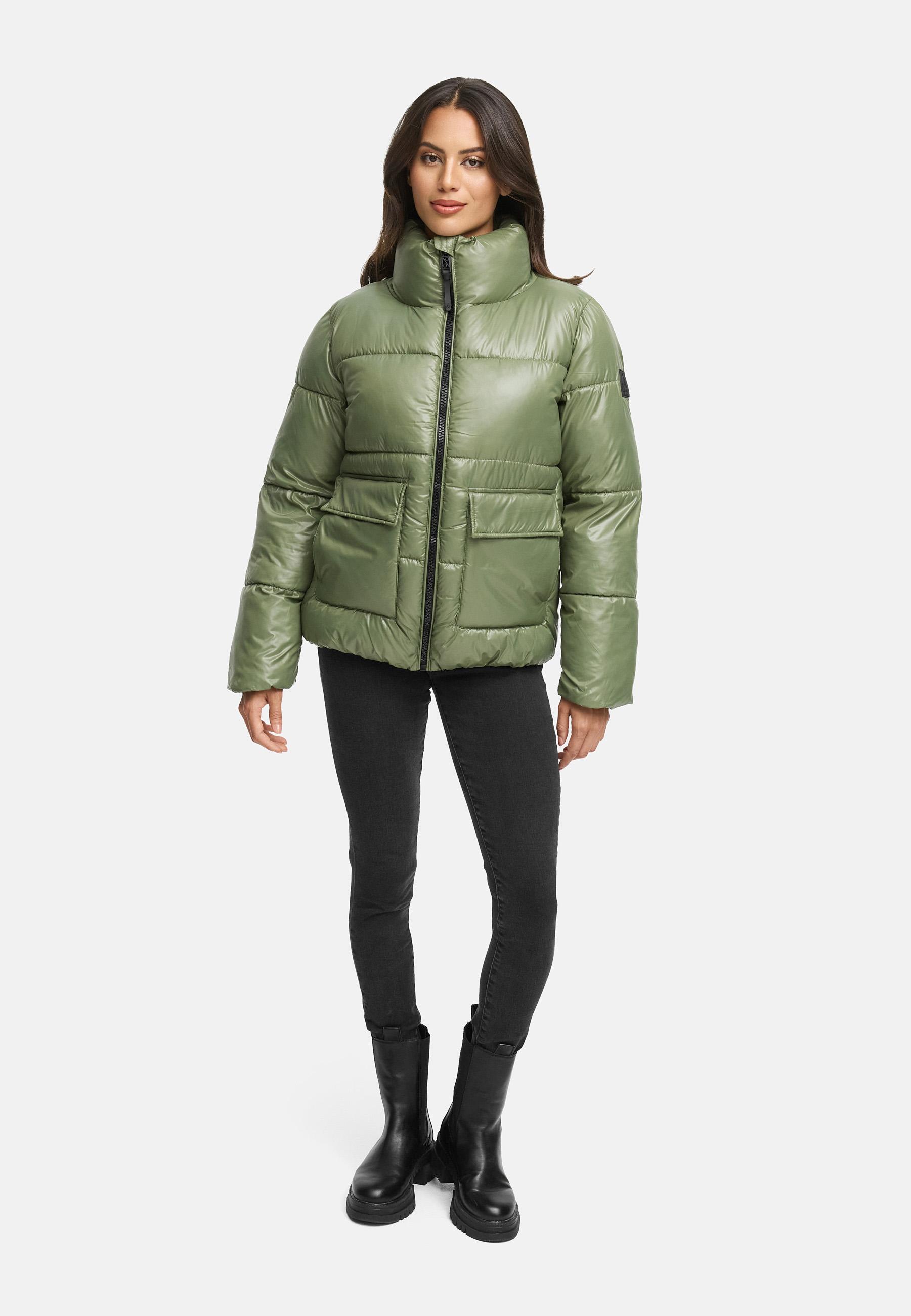 Kurze Damen Winter Steppjacke "Eispracht 14" Olive Leaf
