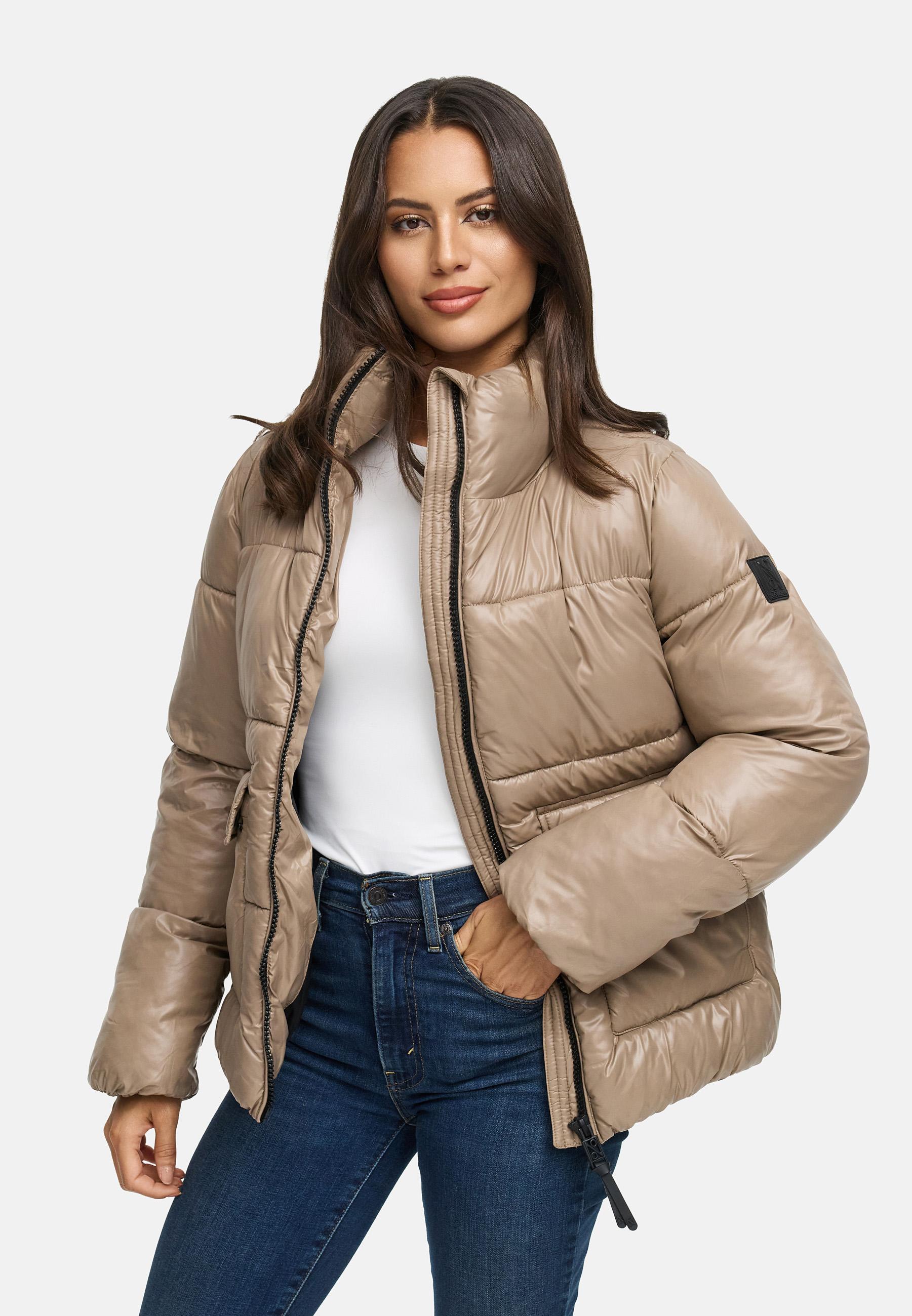 Kurze Damen Winter Steppjacke "Eispracht 14" Taupe Grey