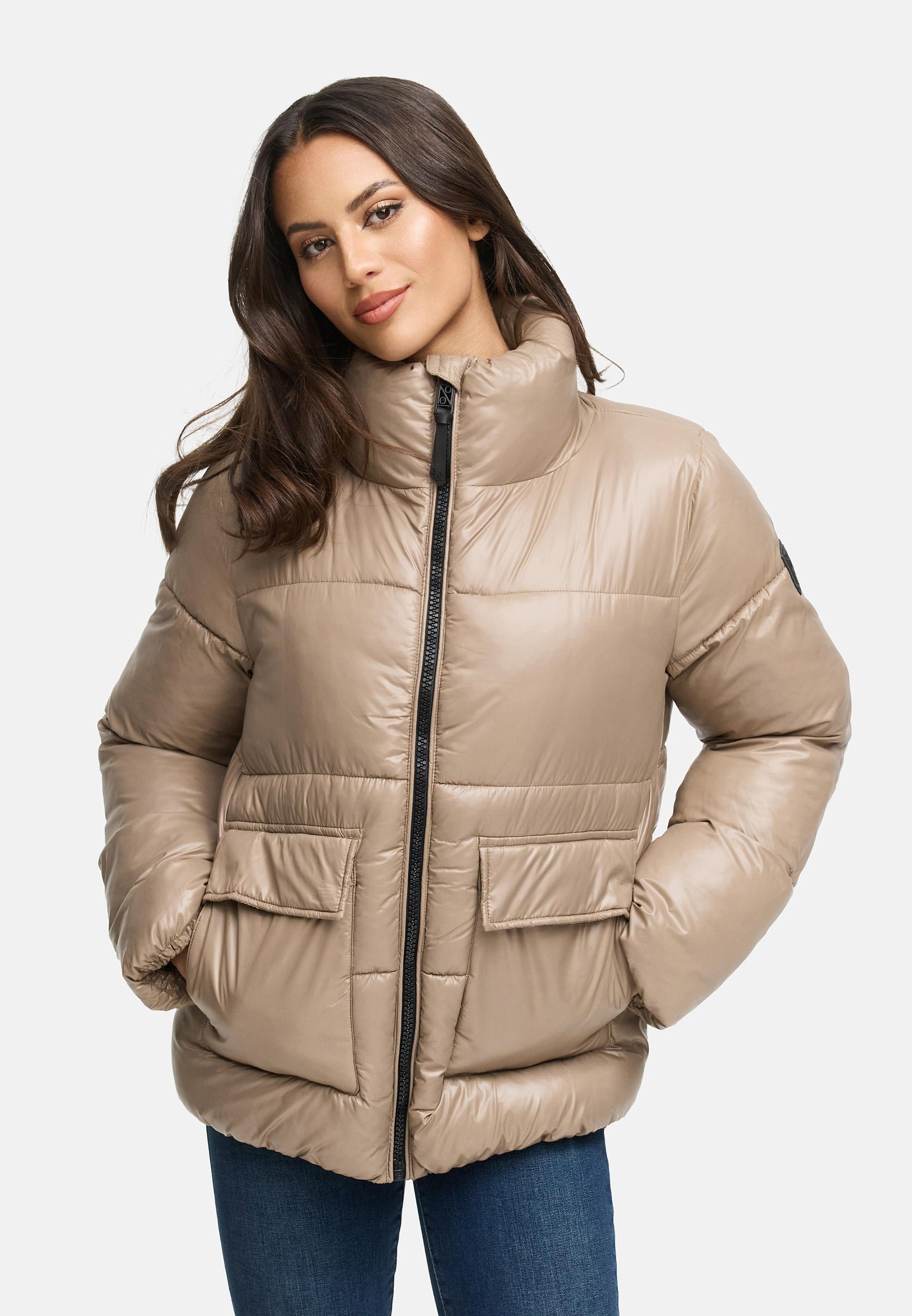 Kurze Damen Winter Steppjacke "Eispracht 14" Taupe Grey
