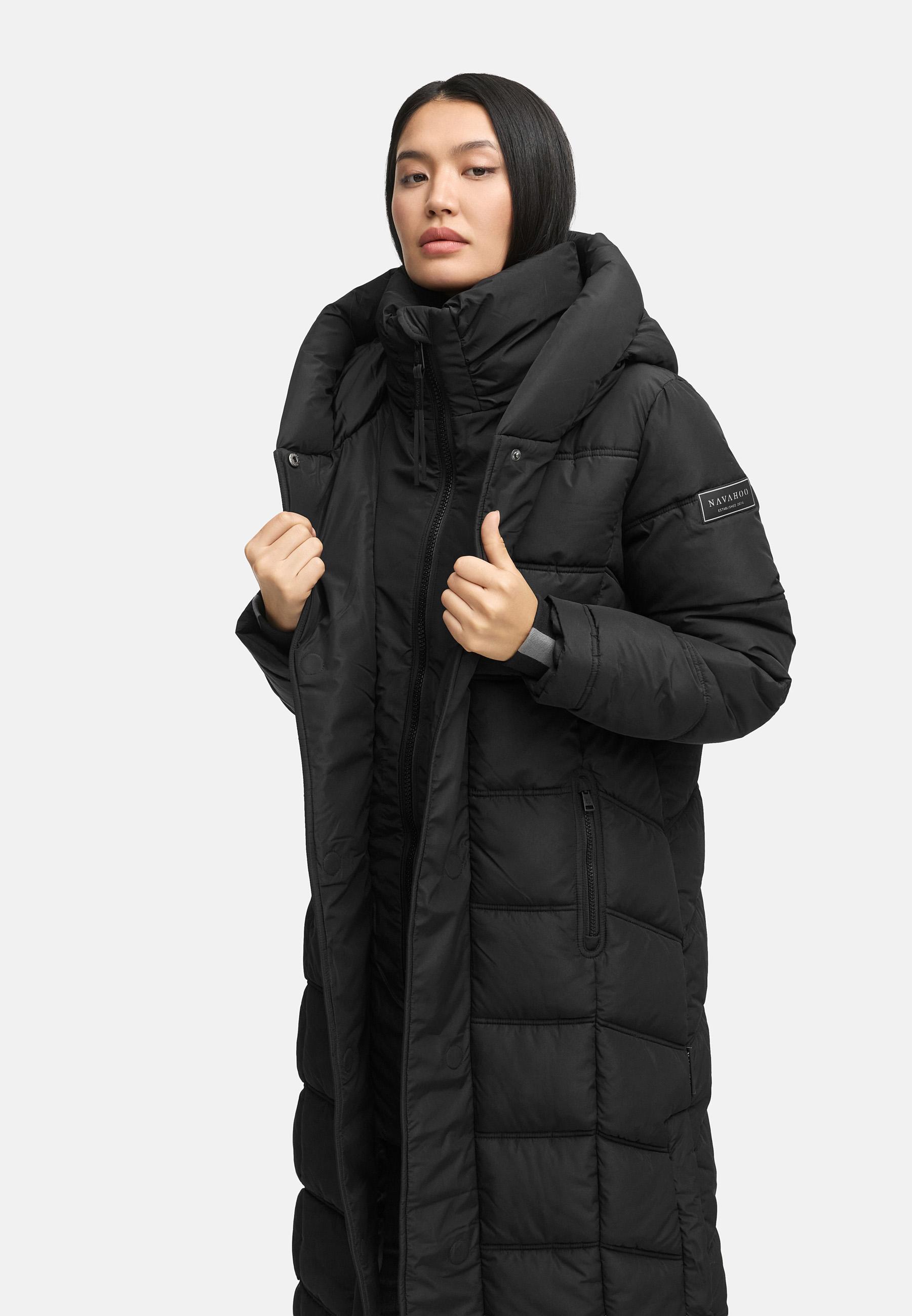 Damen Steppmantel mit Rucksackträger "Engelsfeder XIV" Black