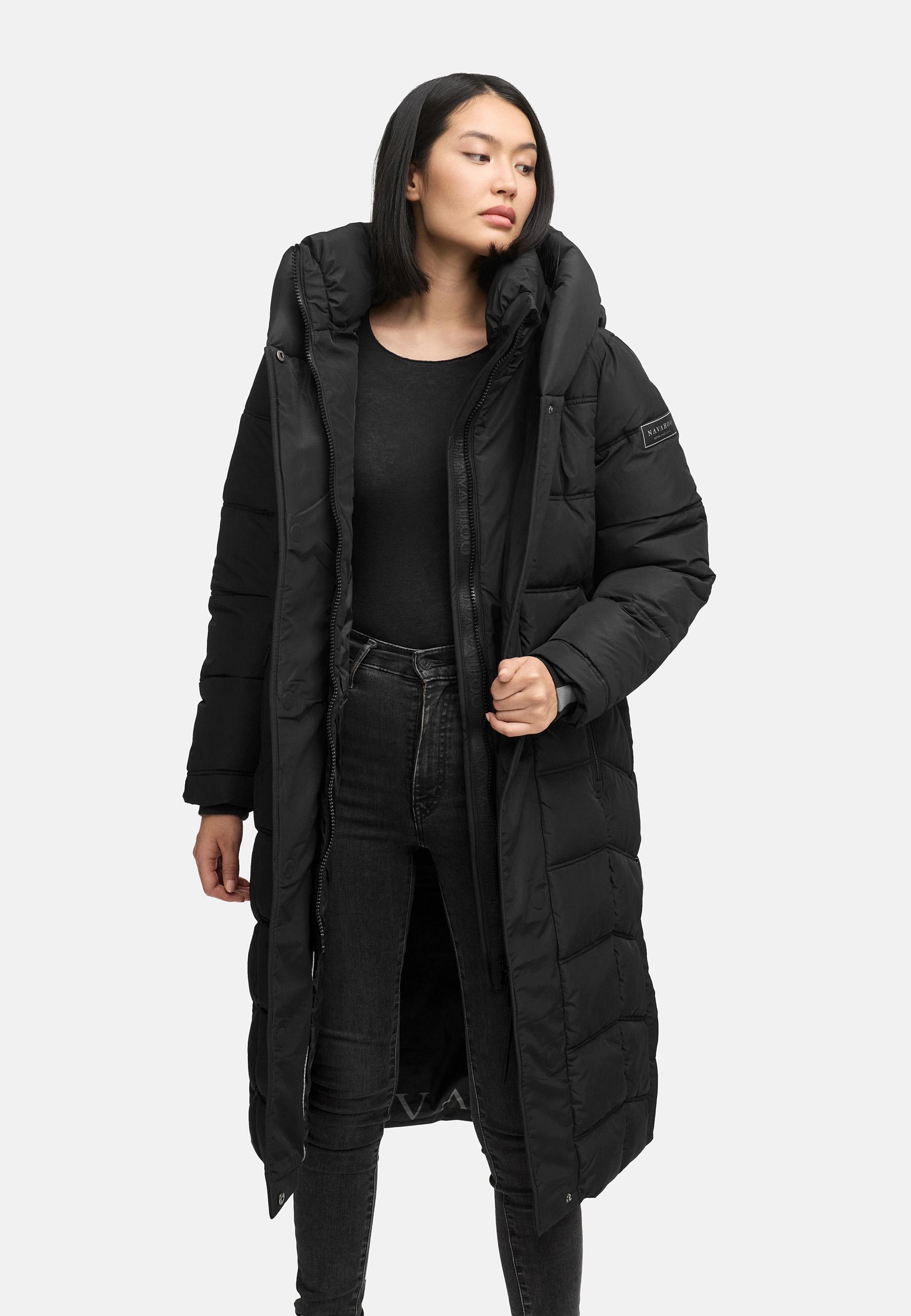 Damen Steppmantel mit Rucksackträger "Engelsfeder XIV" Black