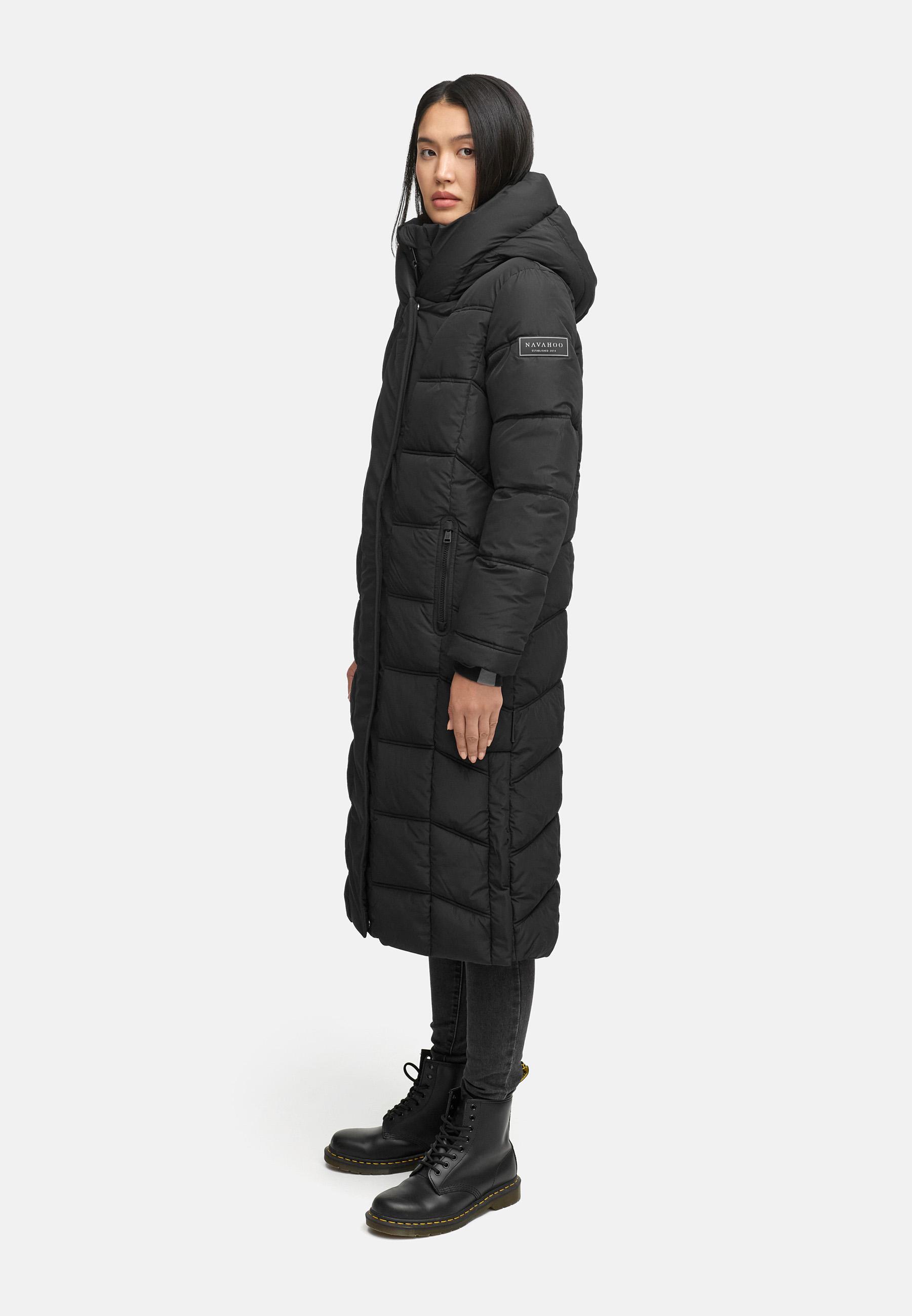 Damen Steppmantel mit Rucksackträger "Engelsfeder XIV" Black