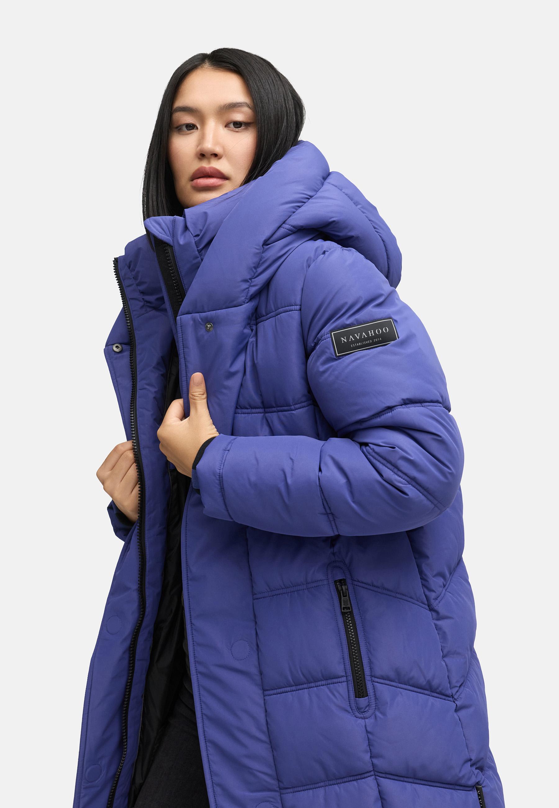 Damen Steppmantel mit Rucksackträger "Engelsfeder XIV" Blue Violet