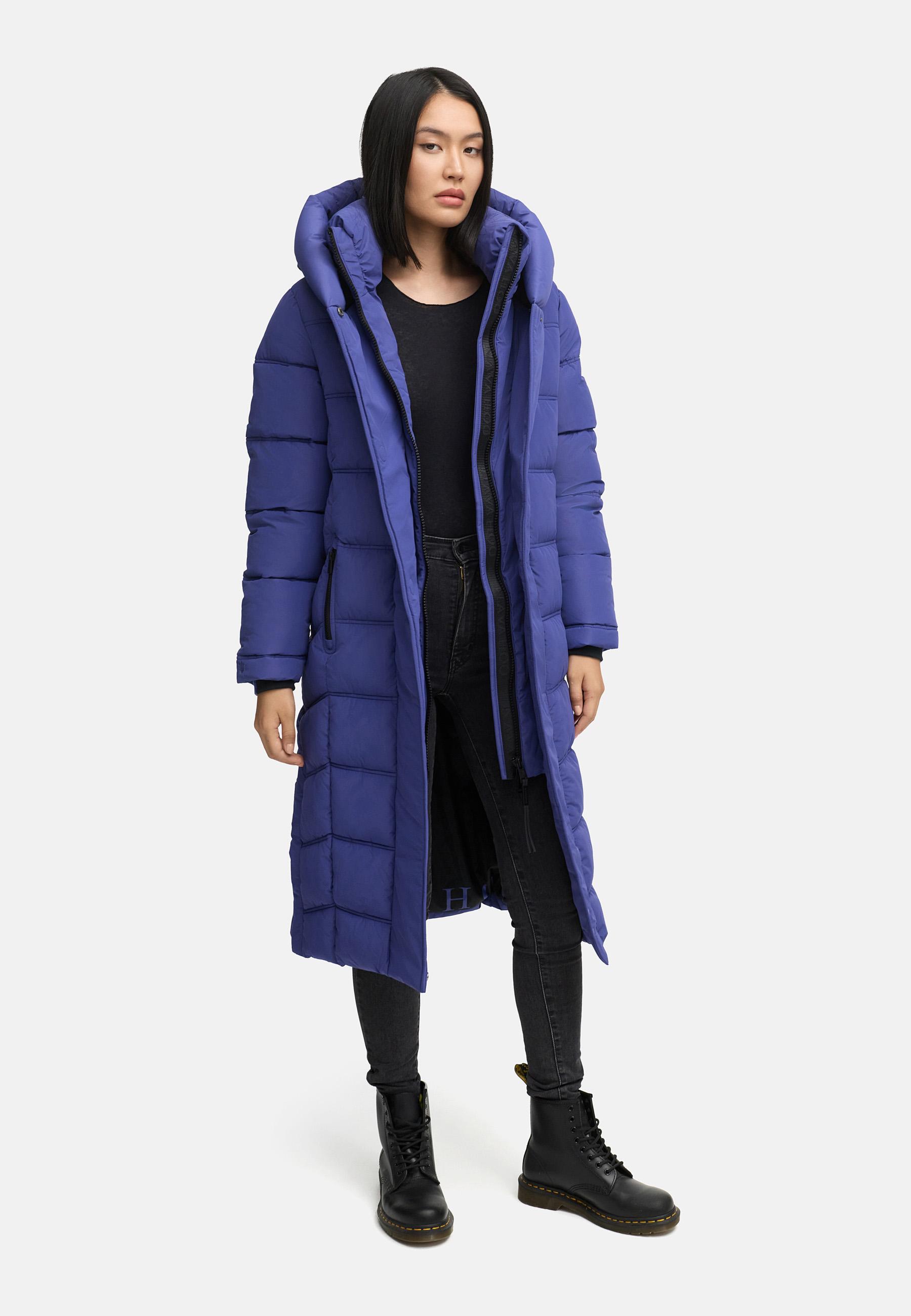 Damen Steppmantel mit Rucksackträger "Engelsfeder XIV" Blue Violet