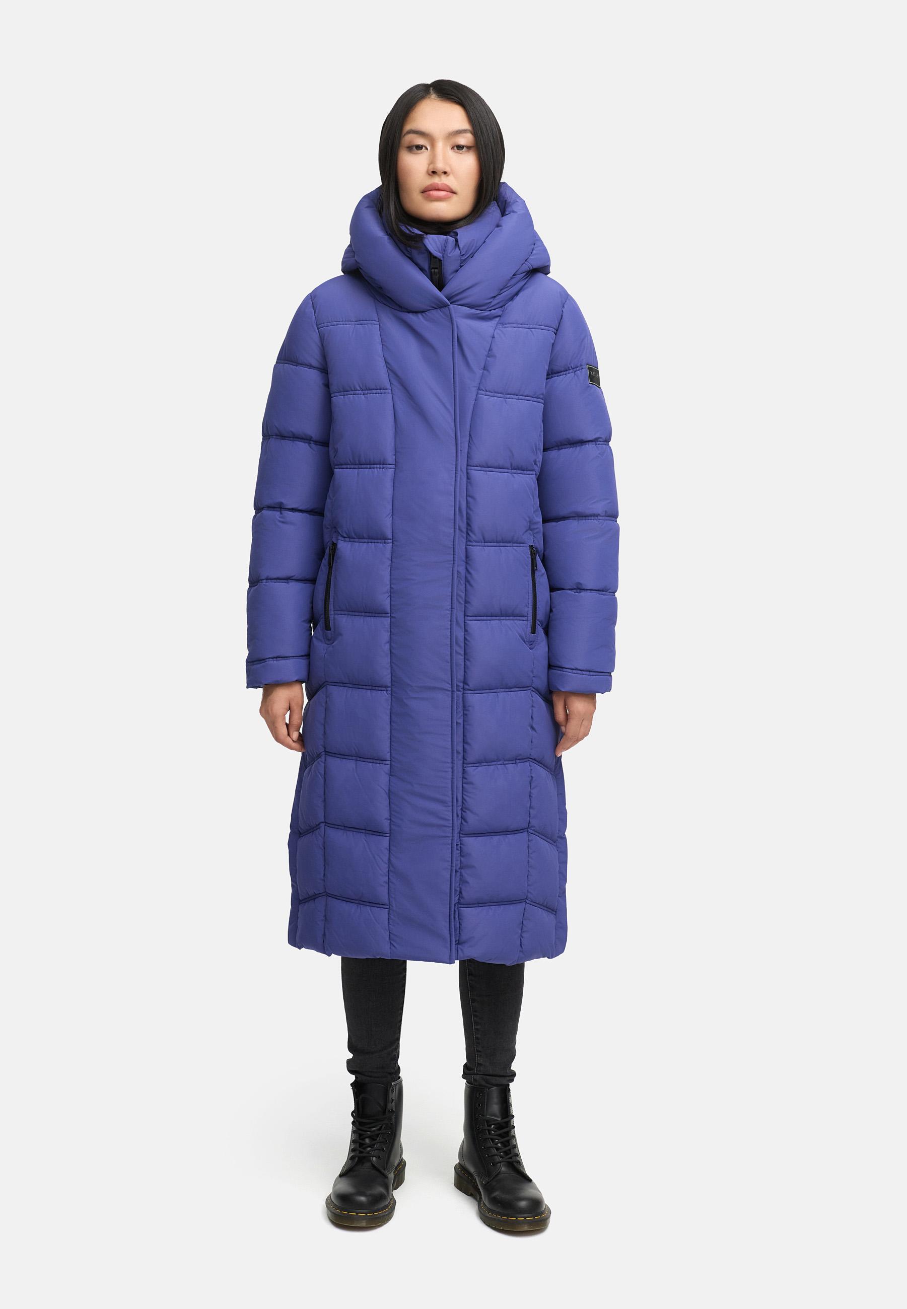 Damen Steppmantel mit Rucksackträger "Engelsfeder XIV" Blue Violet
