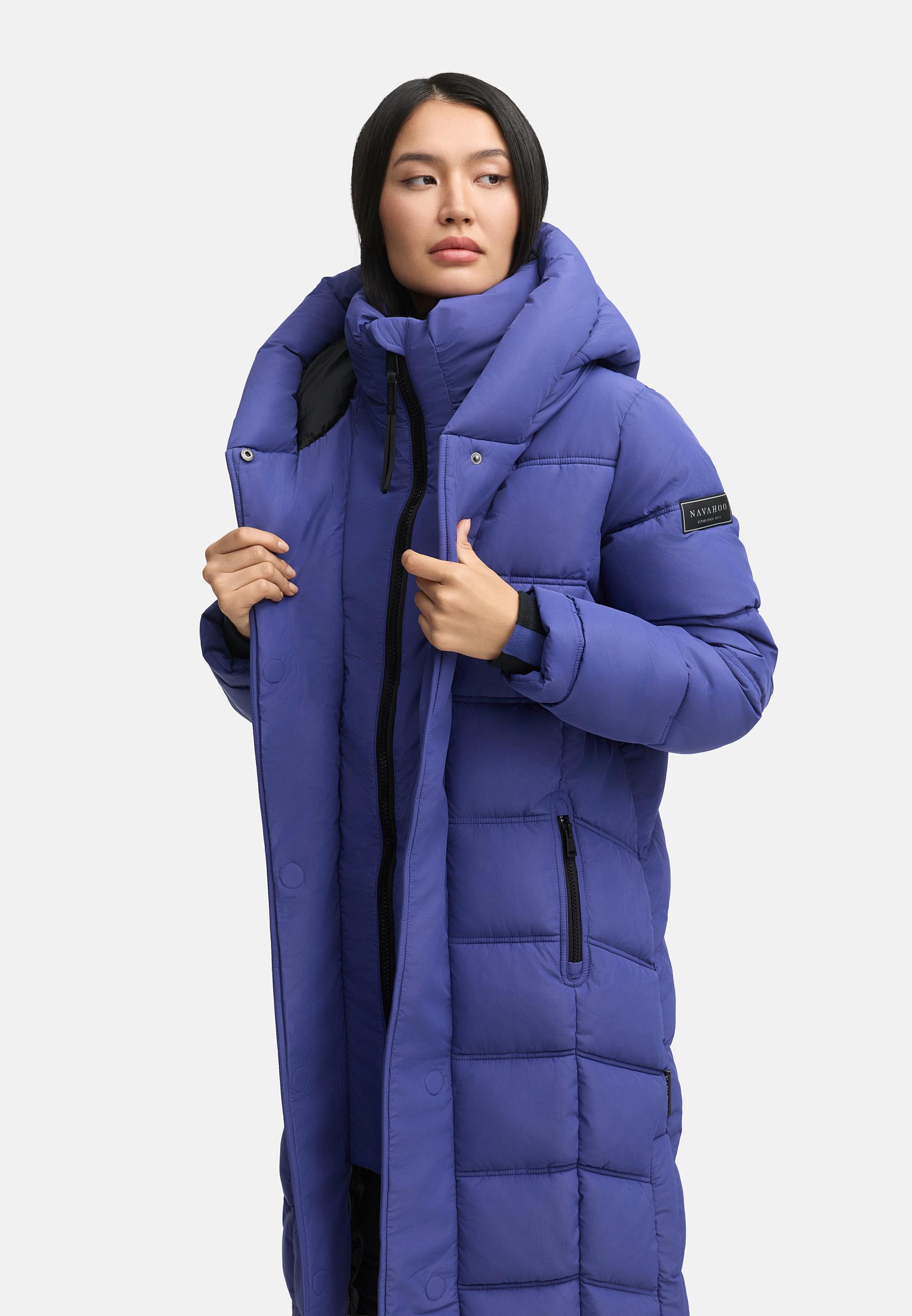 Damen Steppmantel mit Rucksackträger "Engelsfeder XIV" Blue Violet