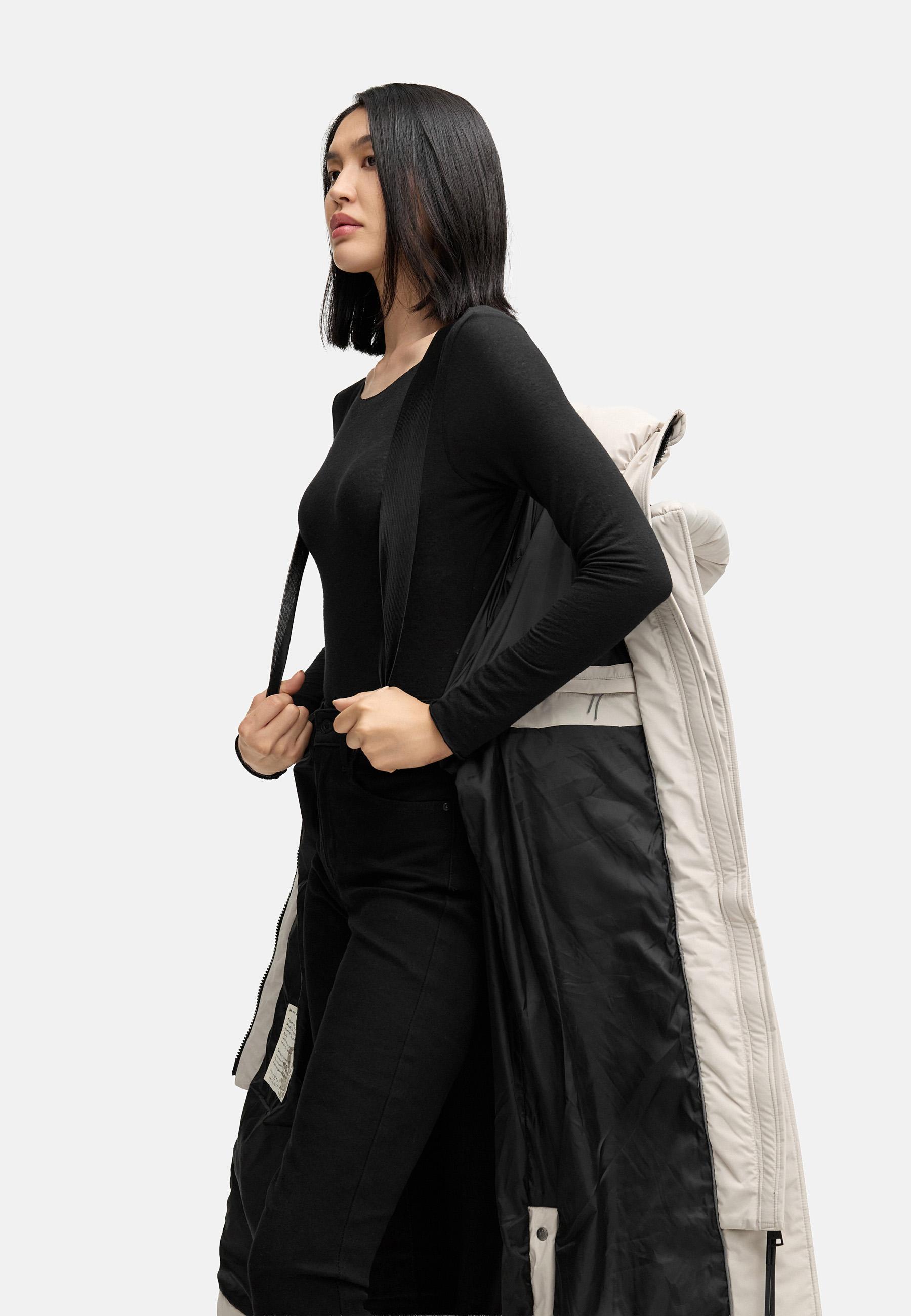Damen Steppmantel mit Rucksackträger "Engelsfeder XIV" Bone