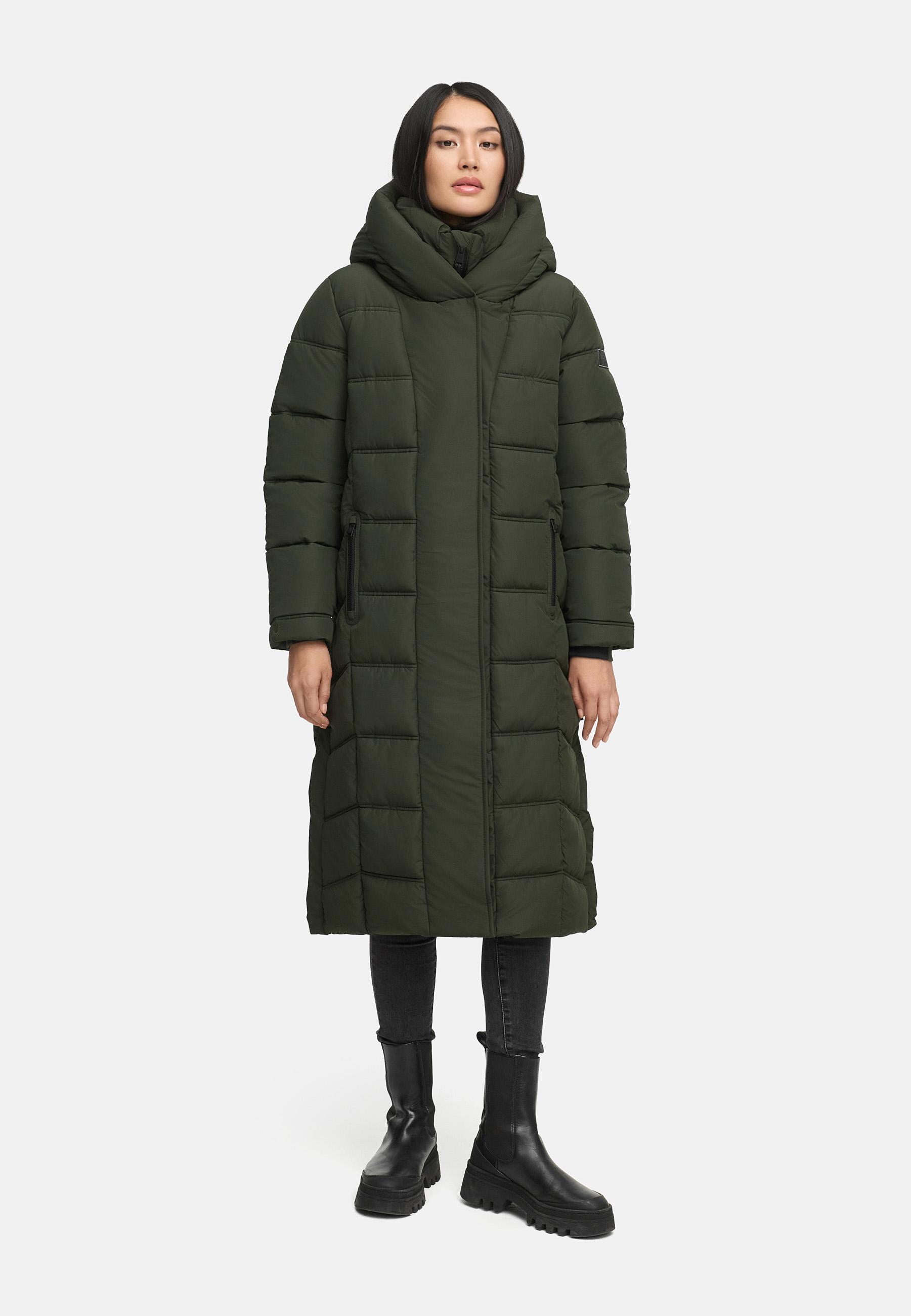 Damen Steppmantel mit Rucksackträger "Engelsfeder XIV" Dark Olive