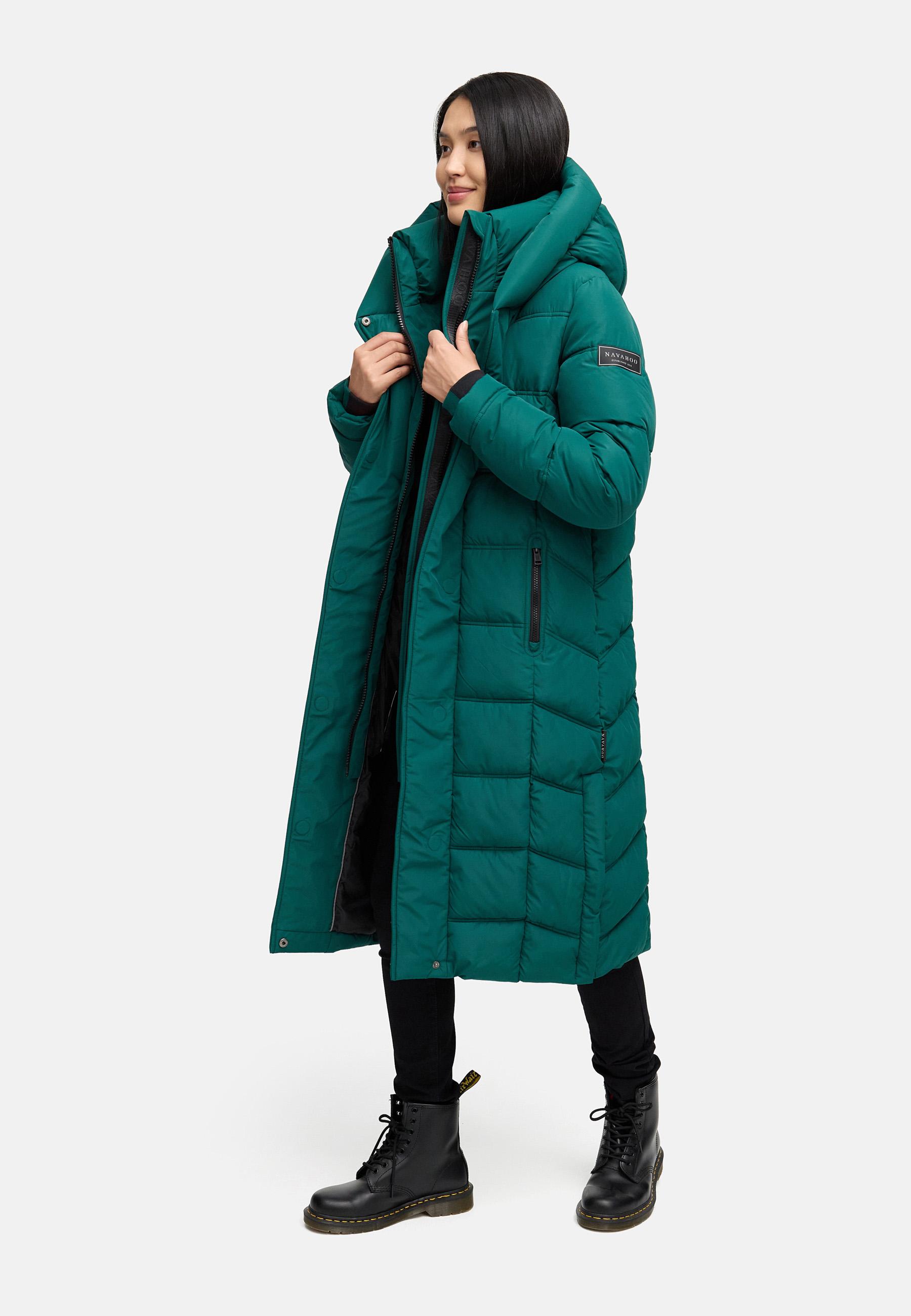 Damen Steppmantel mit Rucksackträger "Engelsfeder XIV" Evergreen