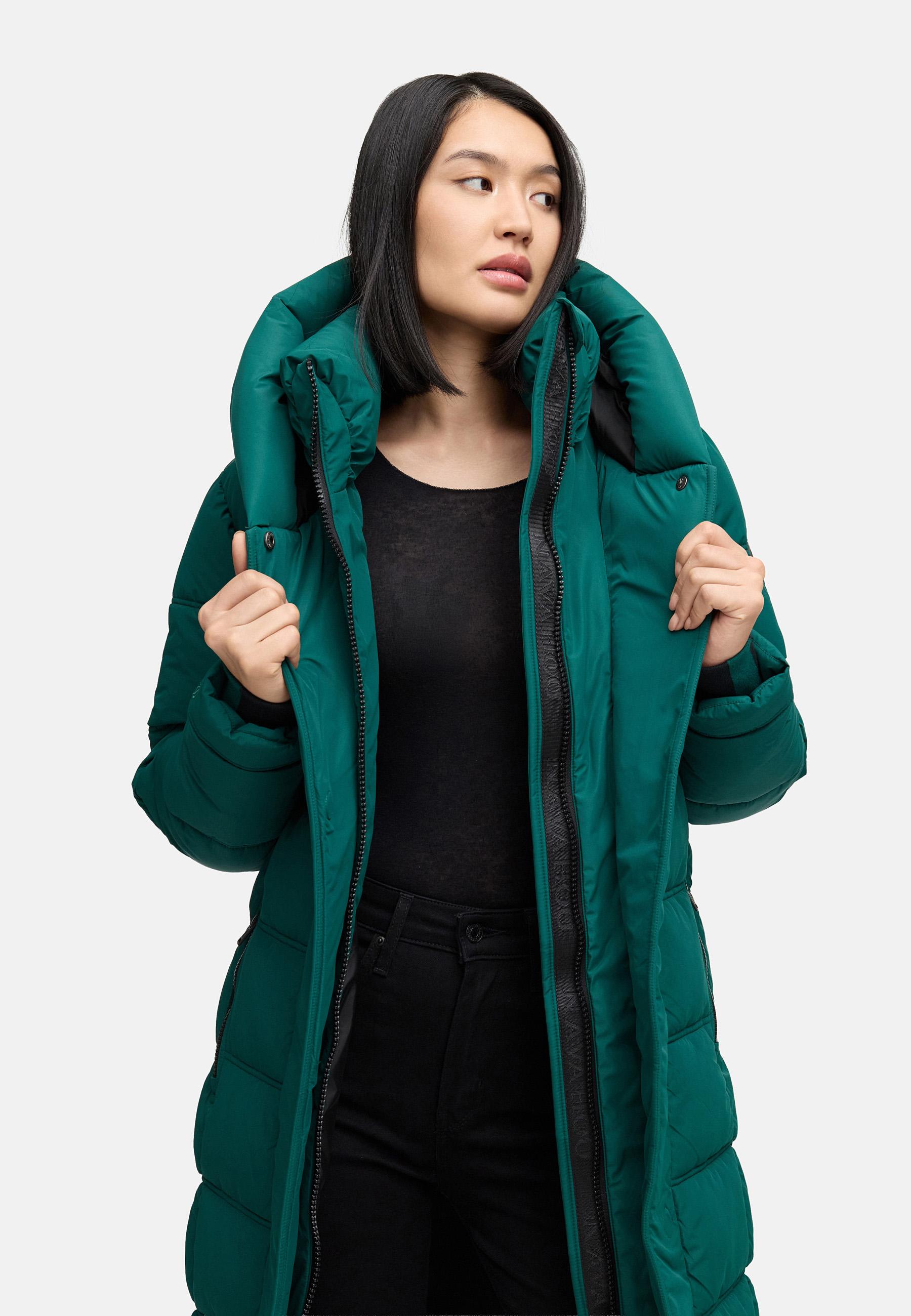 Damen Steppmantel mit Rucksackträger "Engelsfeder XIV" Evergreen
