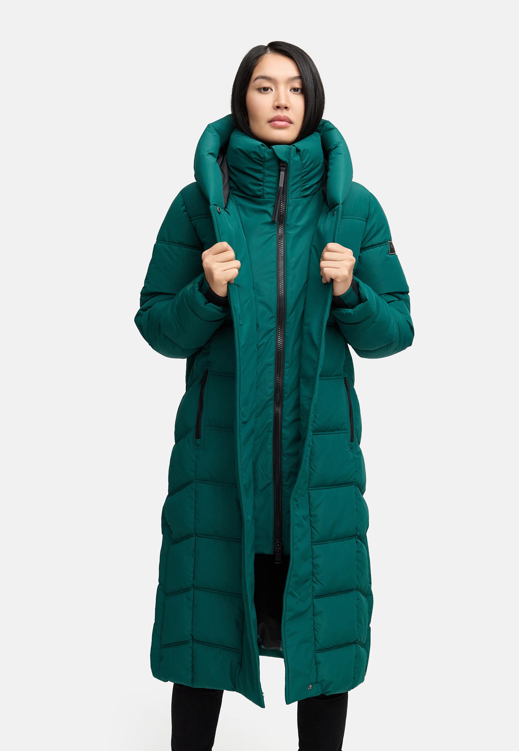 Damen Steppmantel mit Rucksackträger "Engelsfeder XIV" Evergreen