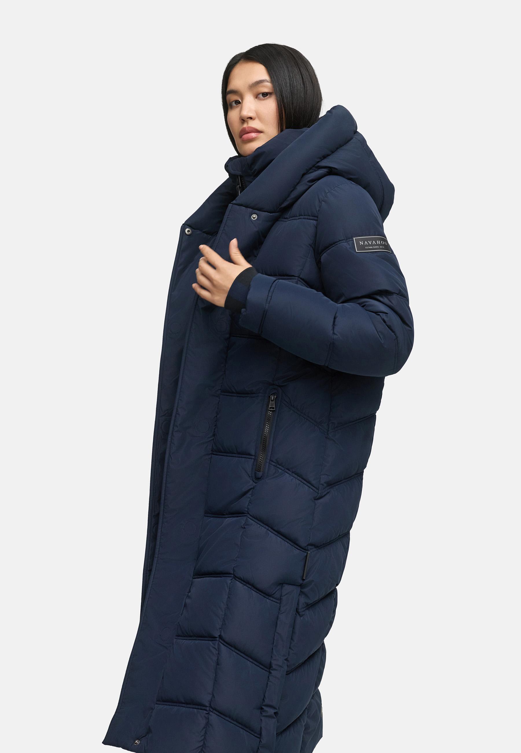 Damen Steppmantel mit Rucksackträger "Engelsfeder XIV" Navy