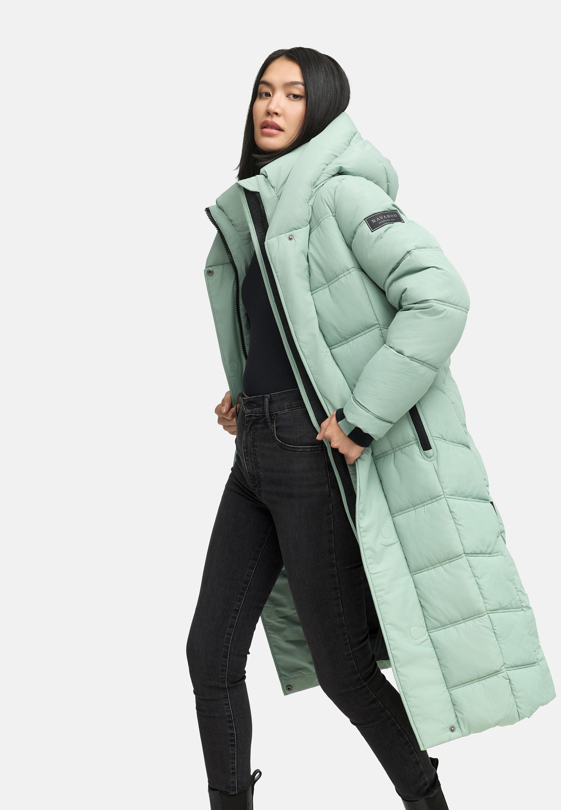 Damen Steppmantel mit Rucksackträger "Engelsfeder XIV" Smokey Mint