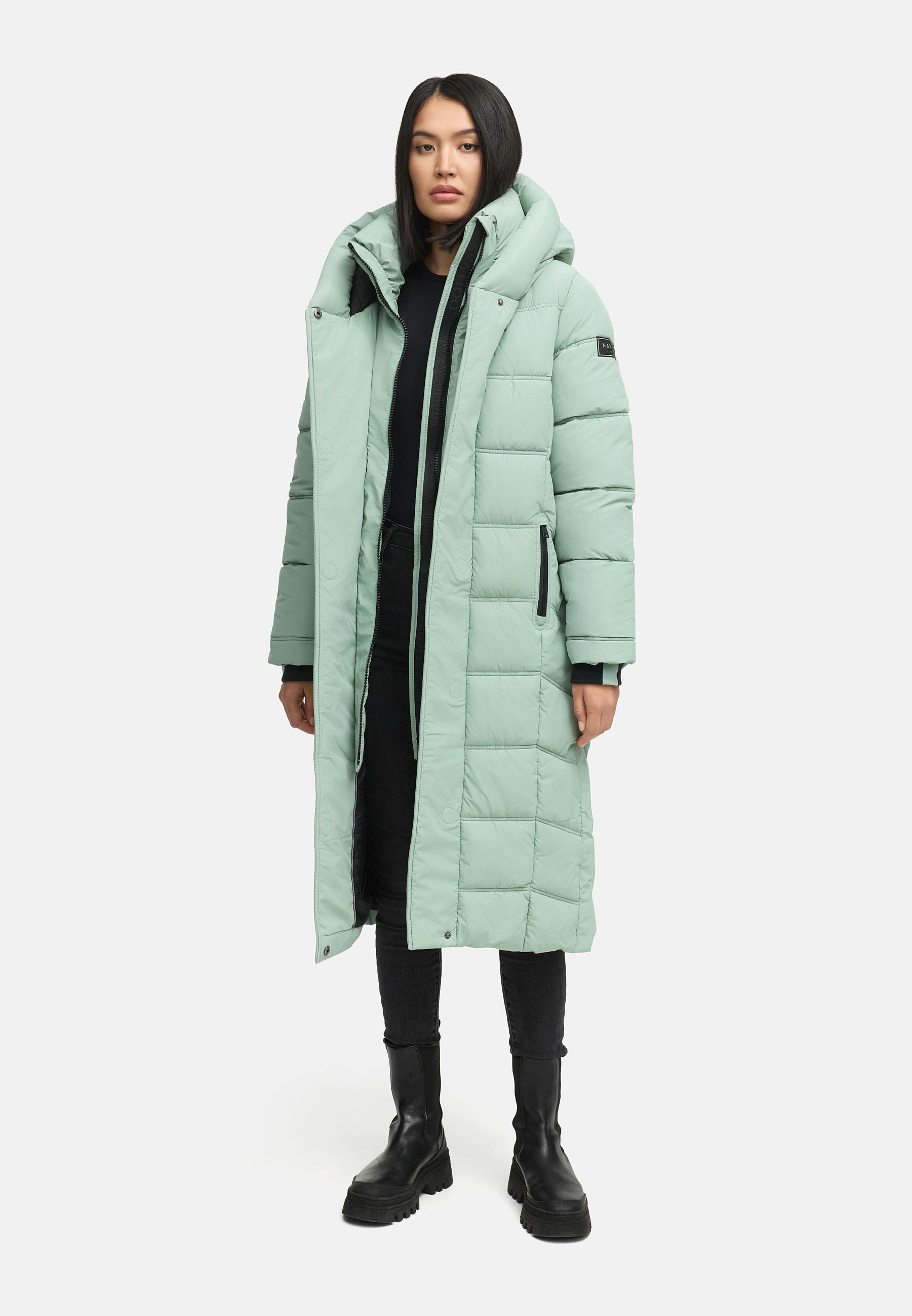 Damen Steppmantel mit Rucksackträger "Engelsfeder XIV" Smokey Mint