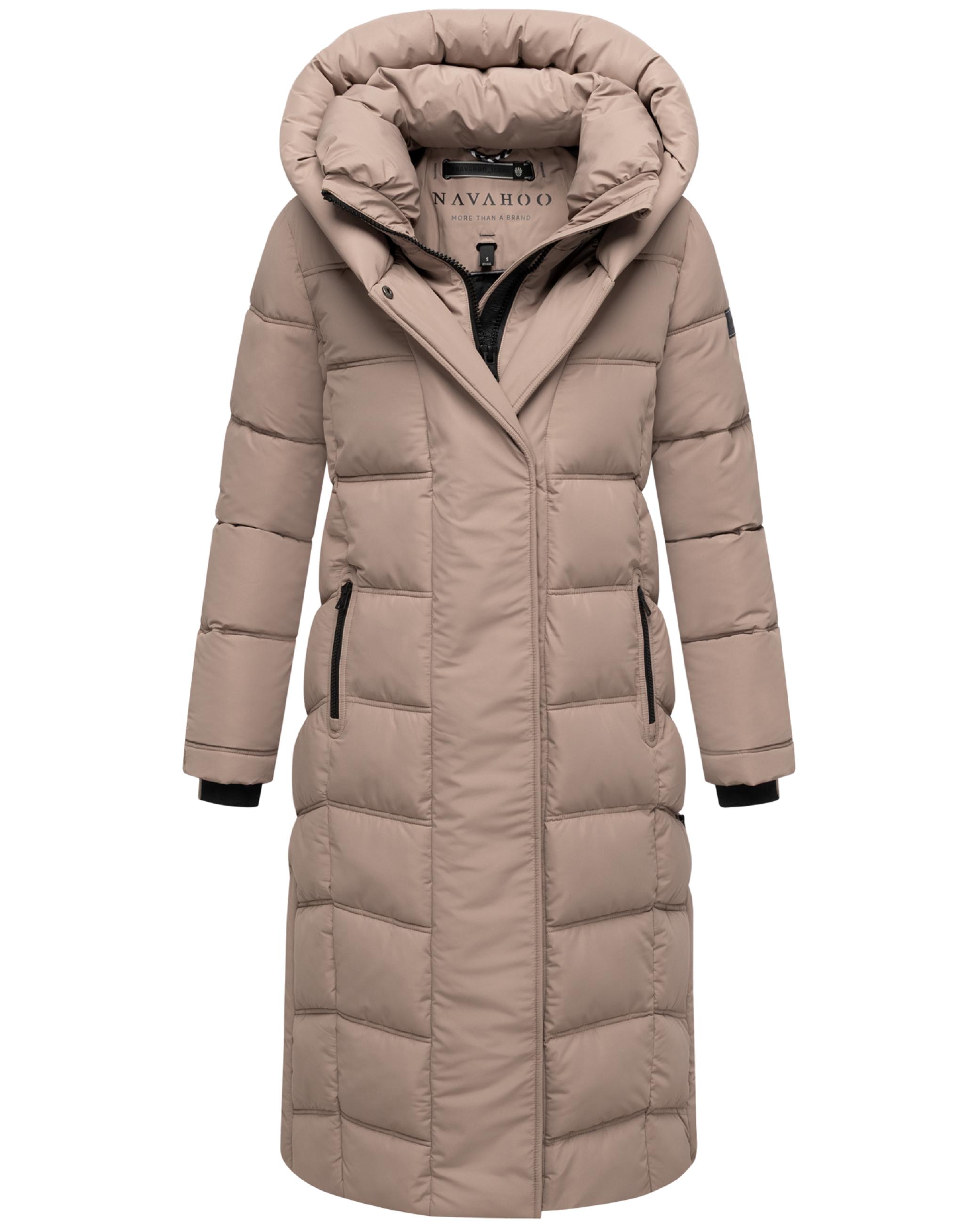 Damen Steppmantel mit Rucksackträger "Engelsfeder XIV" Taupe Grey