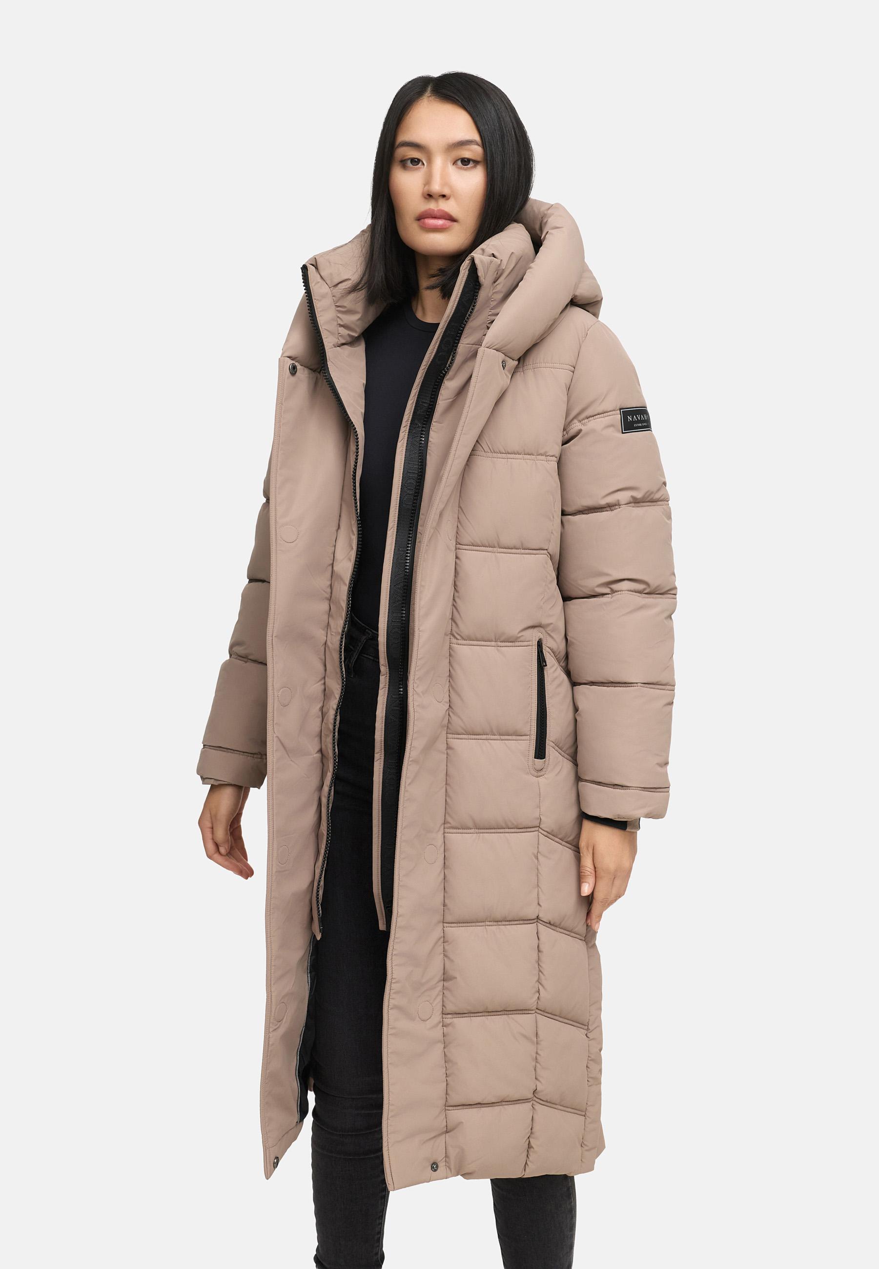 Damen Steppmantel mit Rucksackträger "Engelsfeder XIV" Taupe Grey