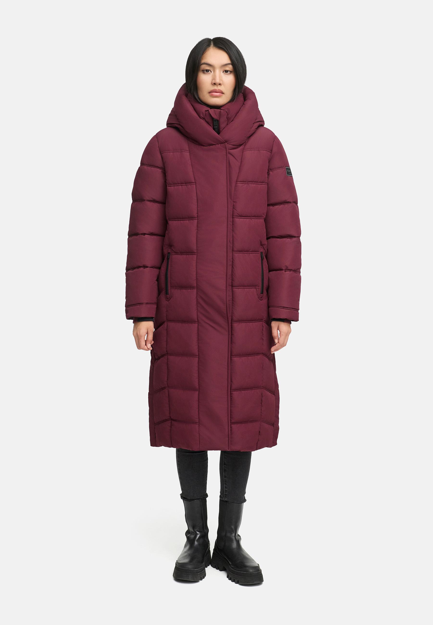 Damen Steppmantel mit Rucksackträger "Engelsfeder XIV" Wine