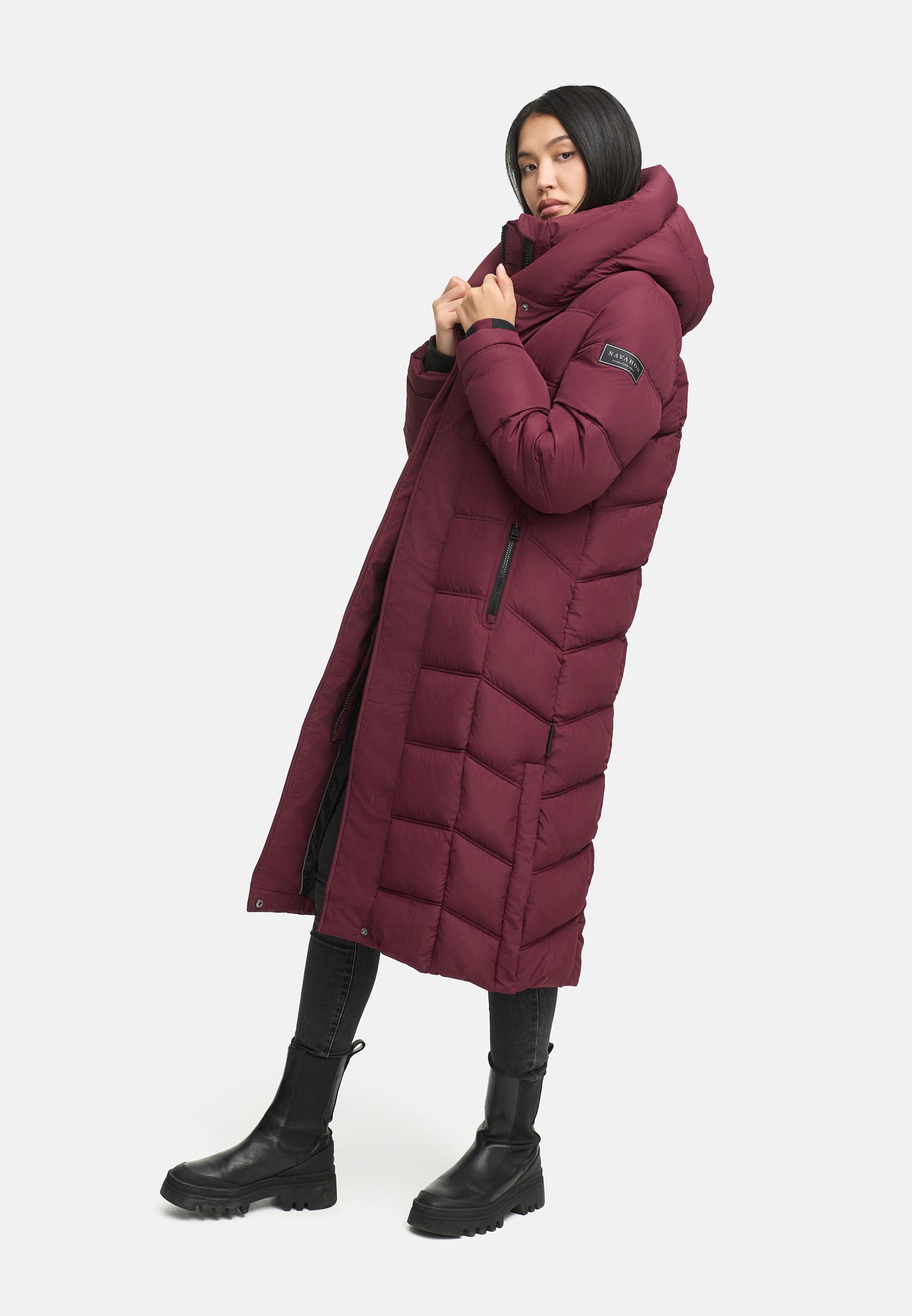 Damen Steppmantel mit Rucksackträger "Engelsfeder XIV" Wine