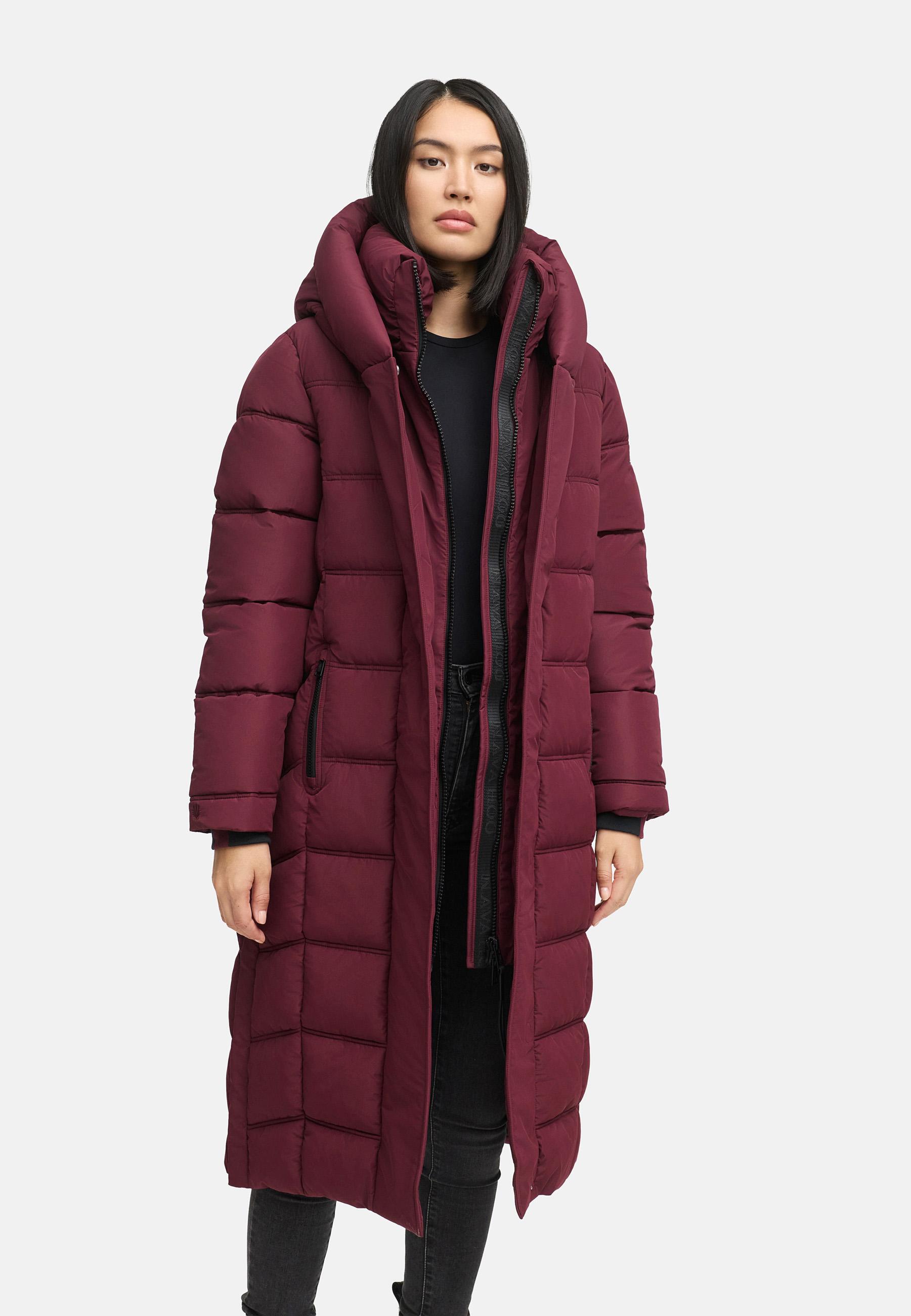 Damen Steppmantel mit Rucksackträger "Engelsfeder XIV" Wine